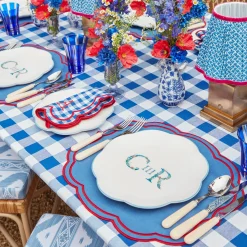 Sale Mrs. Alice Camilla Blue & Red Linen Placemats (Set Of 4)