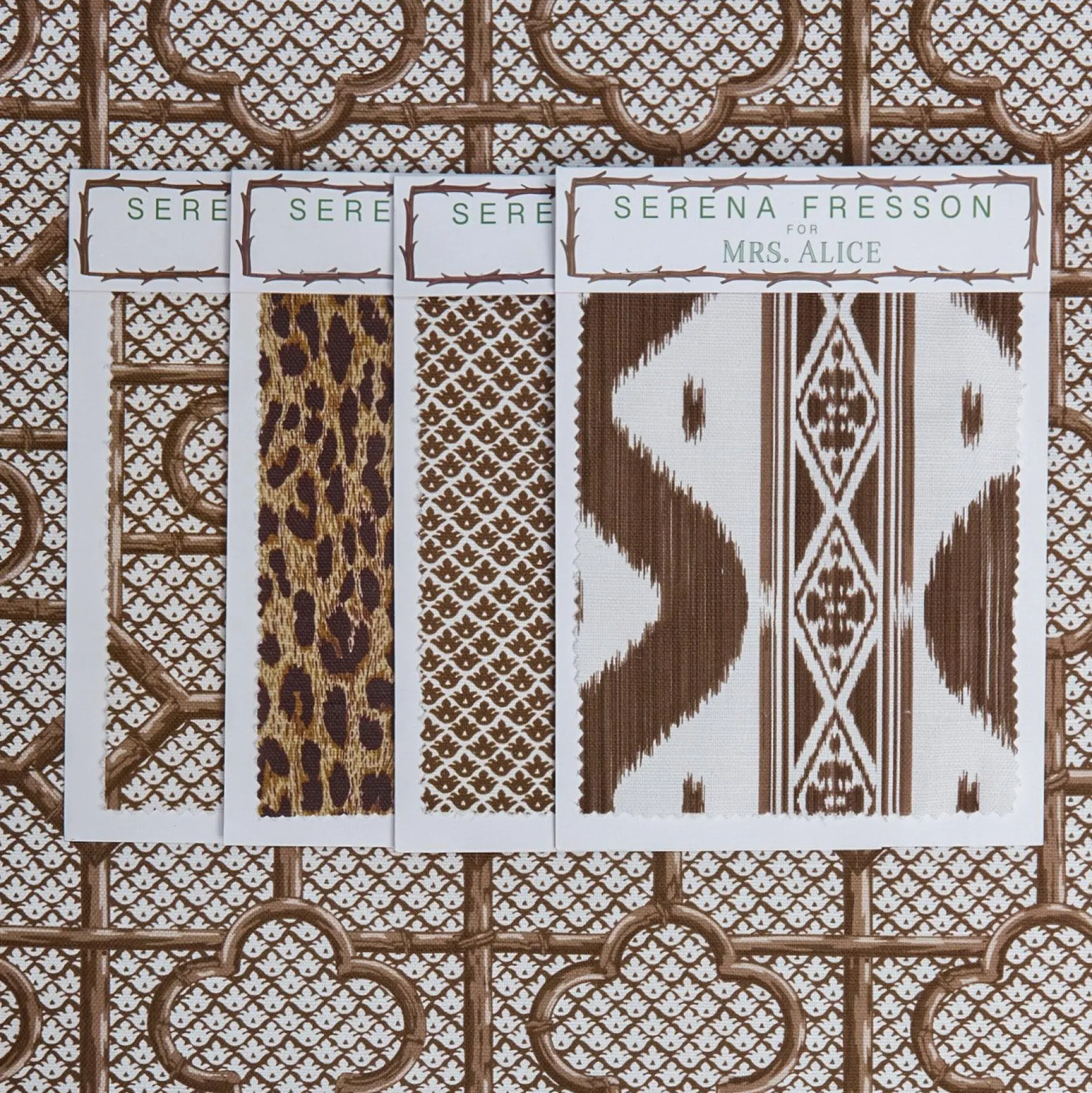 Discount Mrs. Alice Chestnut Brown Bamboo Trellis Fabric