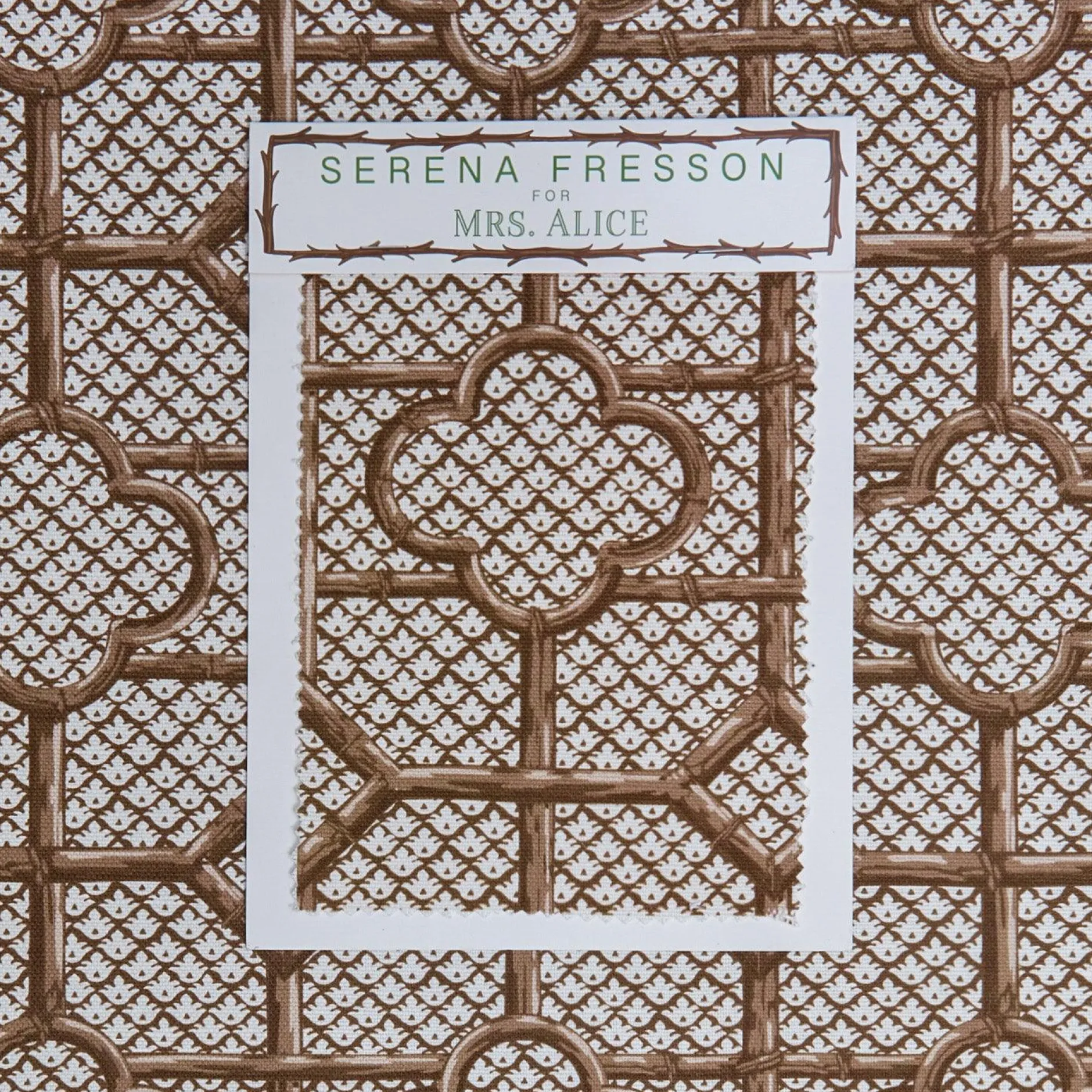 Discount Mrs. Alice Chestnut Brown Bamboo Trellis Fabric