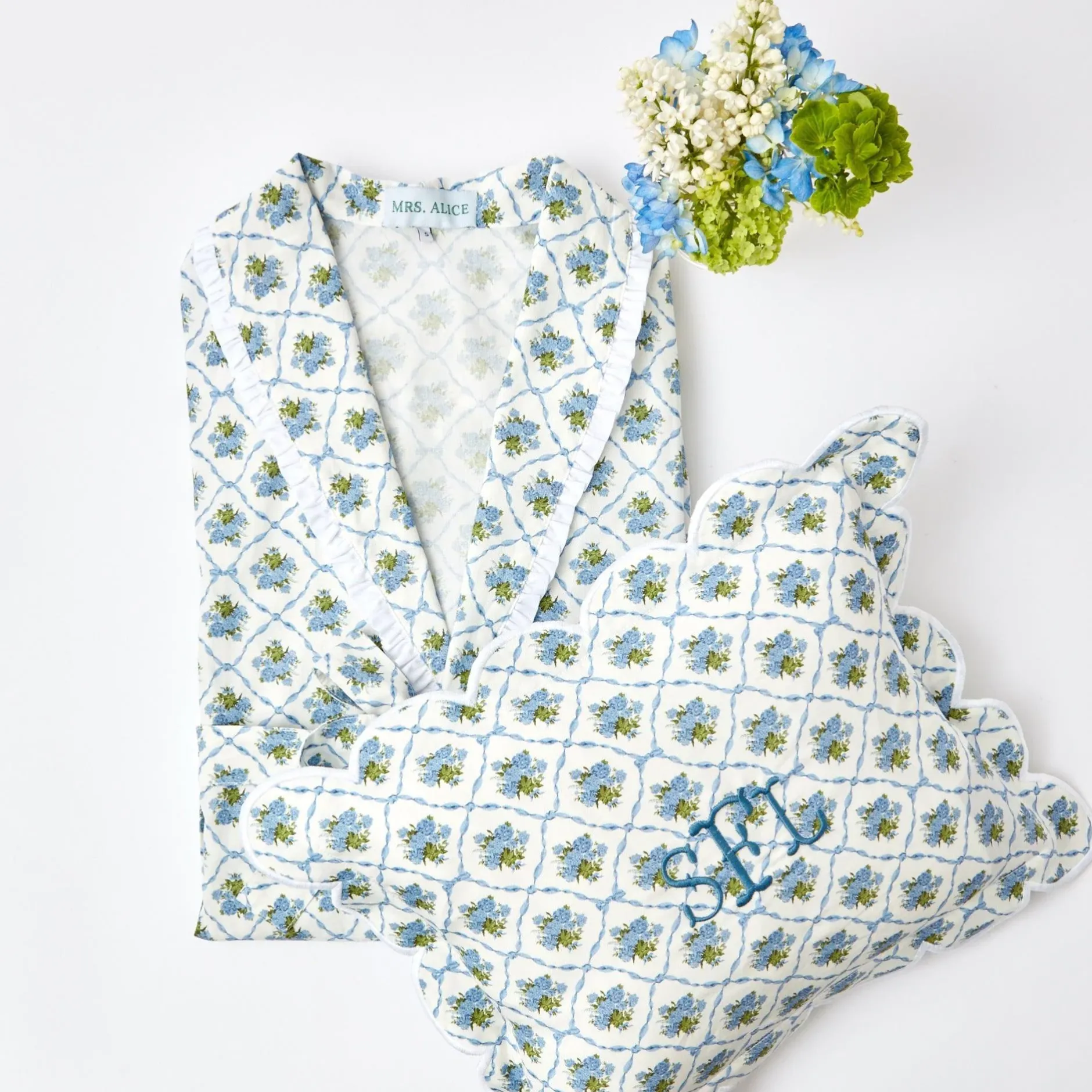 Best Mrs. Alice Children's Blue Bouquet Dressing Gown