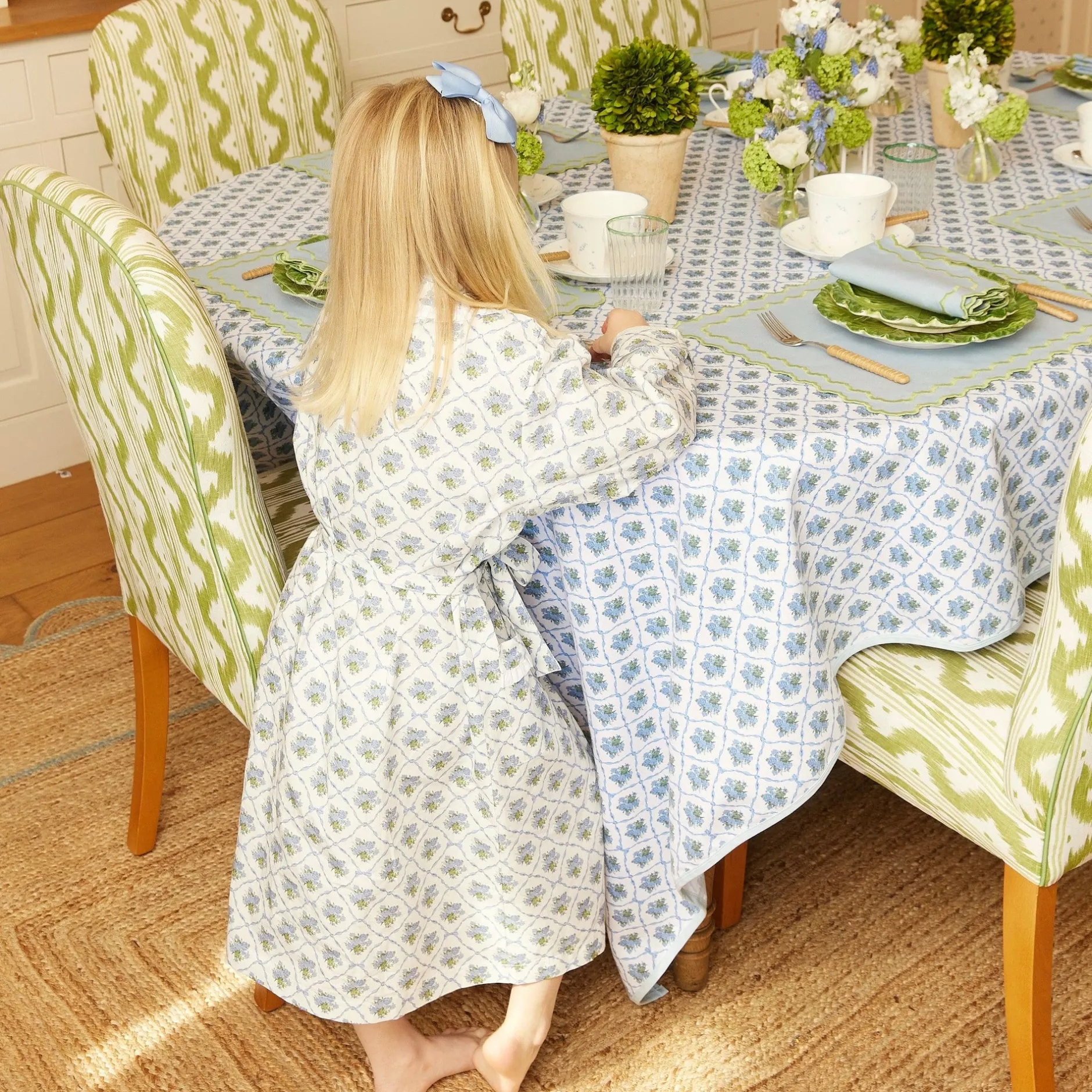 Best Mrs. Alice Children's Blue Bouquet Dressing Gown