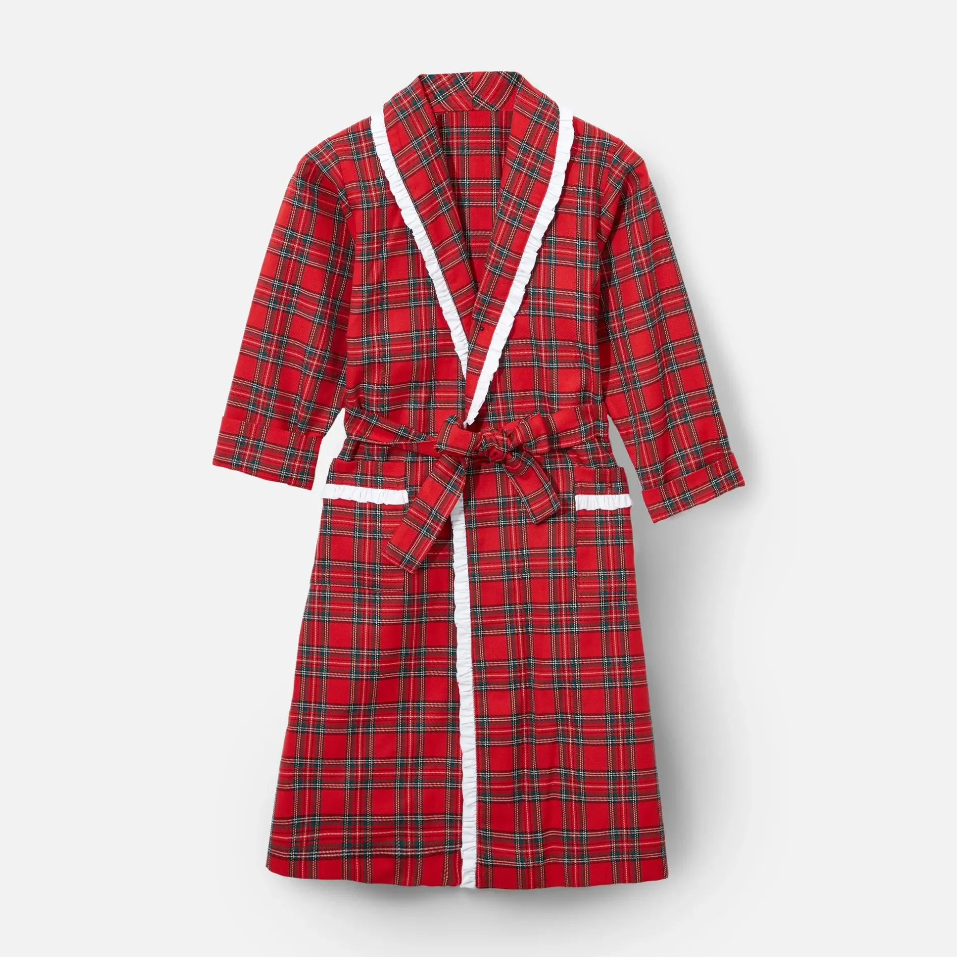 New Mrs. Alice Children's Red Tartan Frilled Dressing Gown