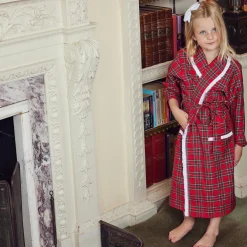 New Mrs. Alice Children's Red Tartan Frilled Dressing Gown