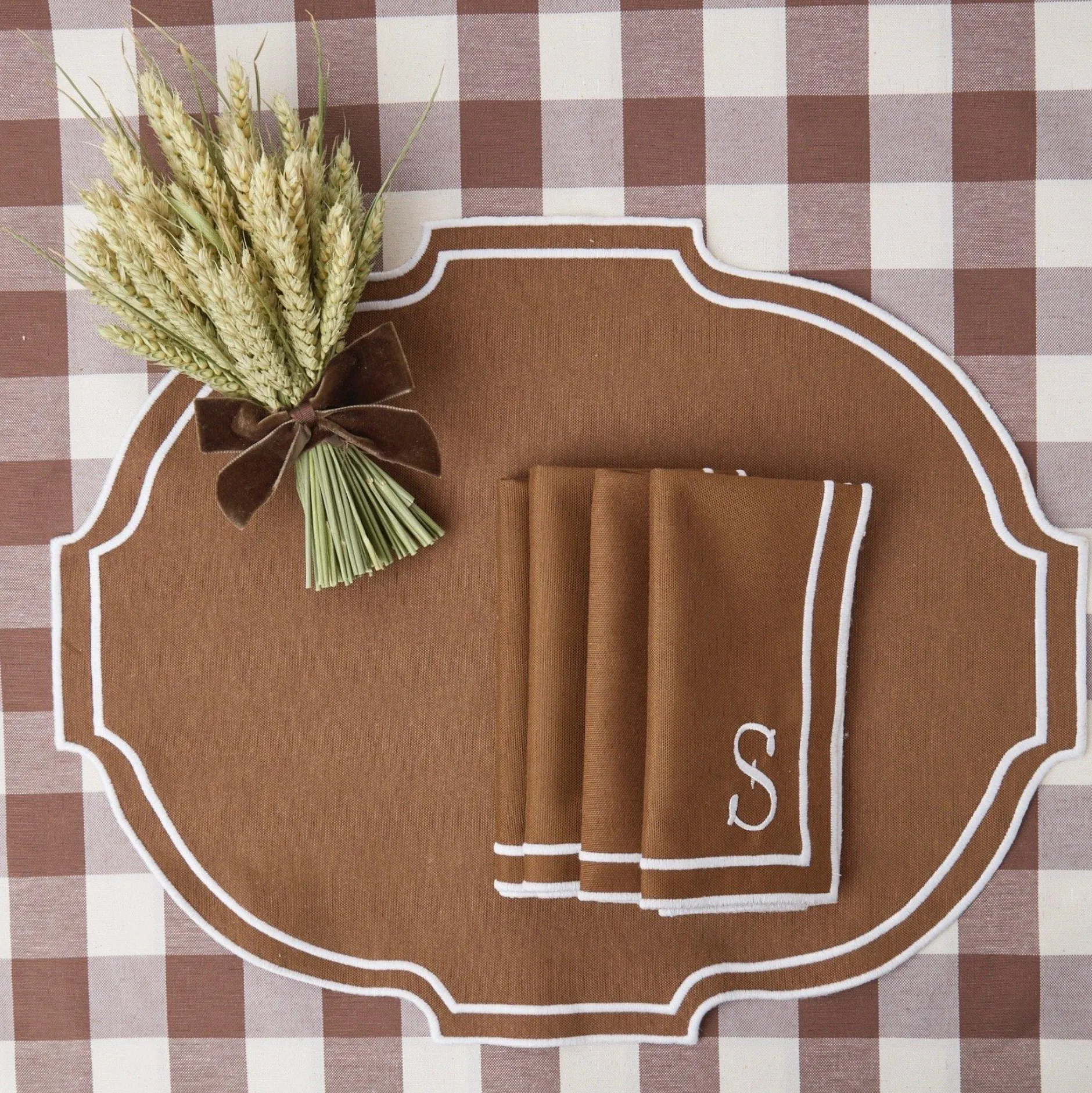 New Mrs. Alice Chocolate Gingham Tablecloth