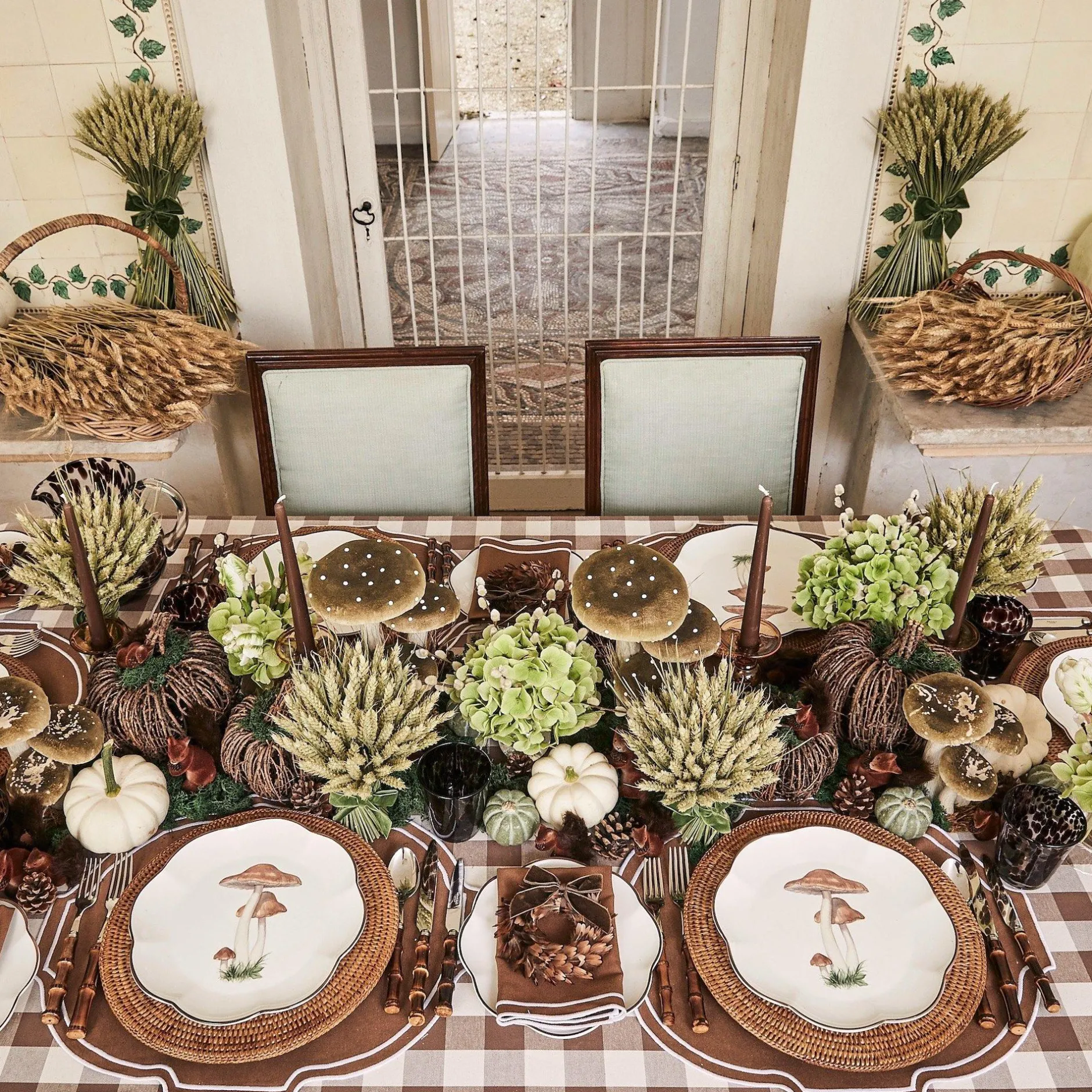 New Mrs. Alice Chocolate Gingham Tablecloth