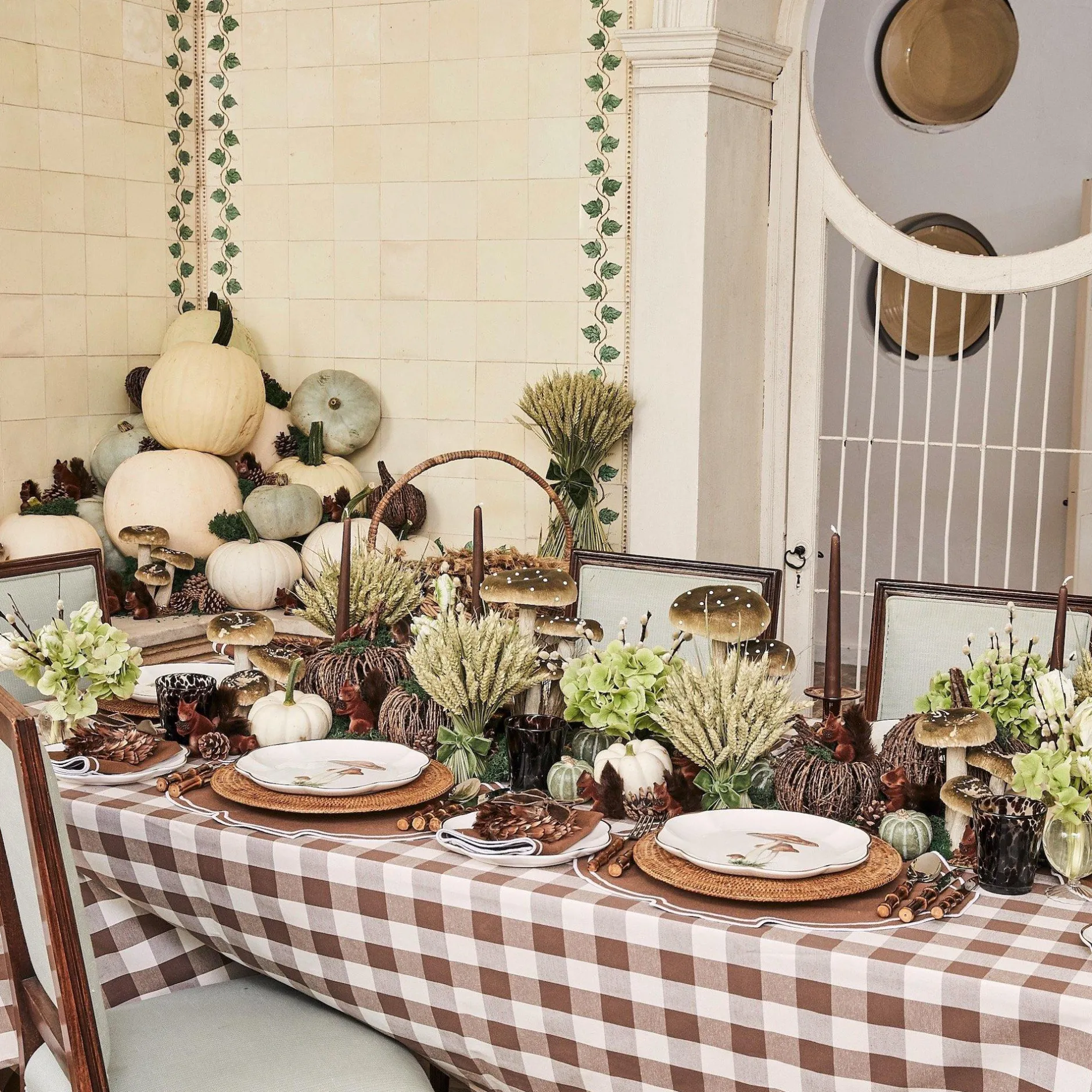 New Mrs. Alice Chocolate Gingham Tablecloth