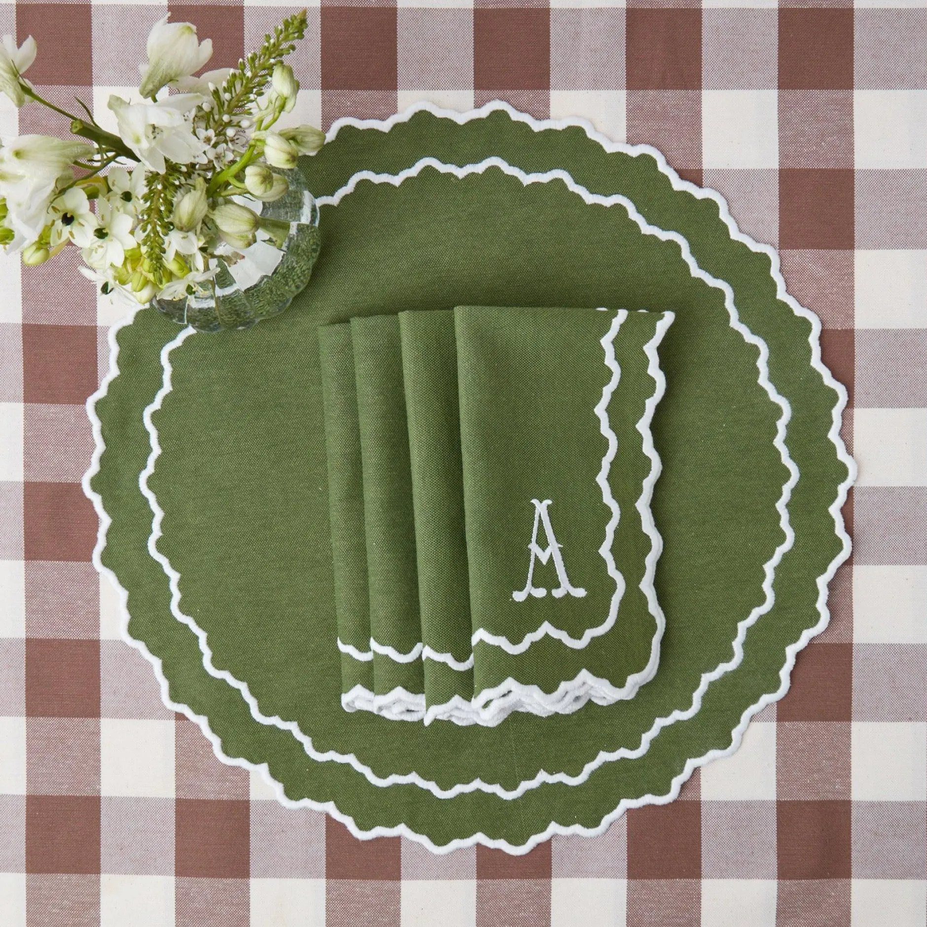 New Mrs. Alice Chocolate Gingham Tablecloth