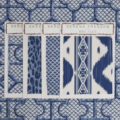 Outlet Mrs. Alice Cobalt Blue Bamboo Trellis Fabric