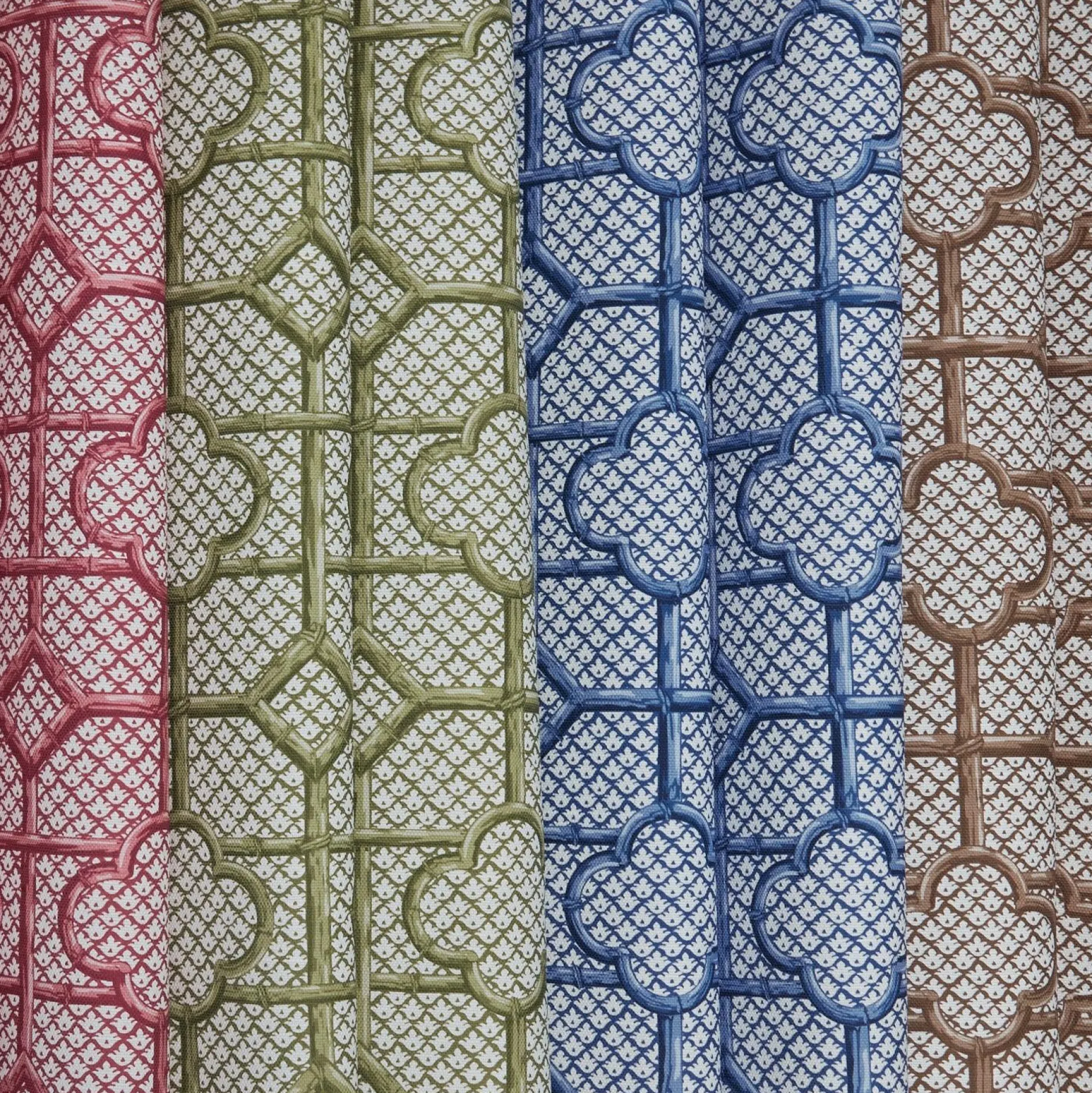 Outlet Mrs. Alice Cobalt Blue Bamboo Trellis Fabric