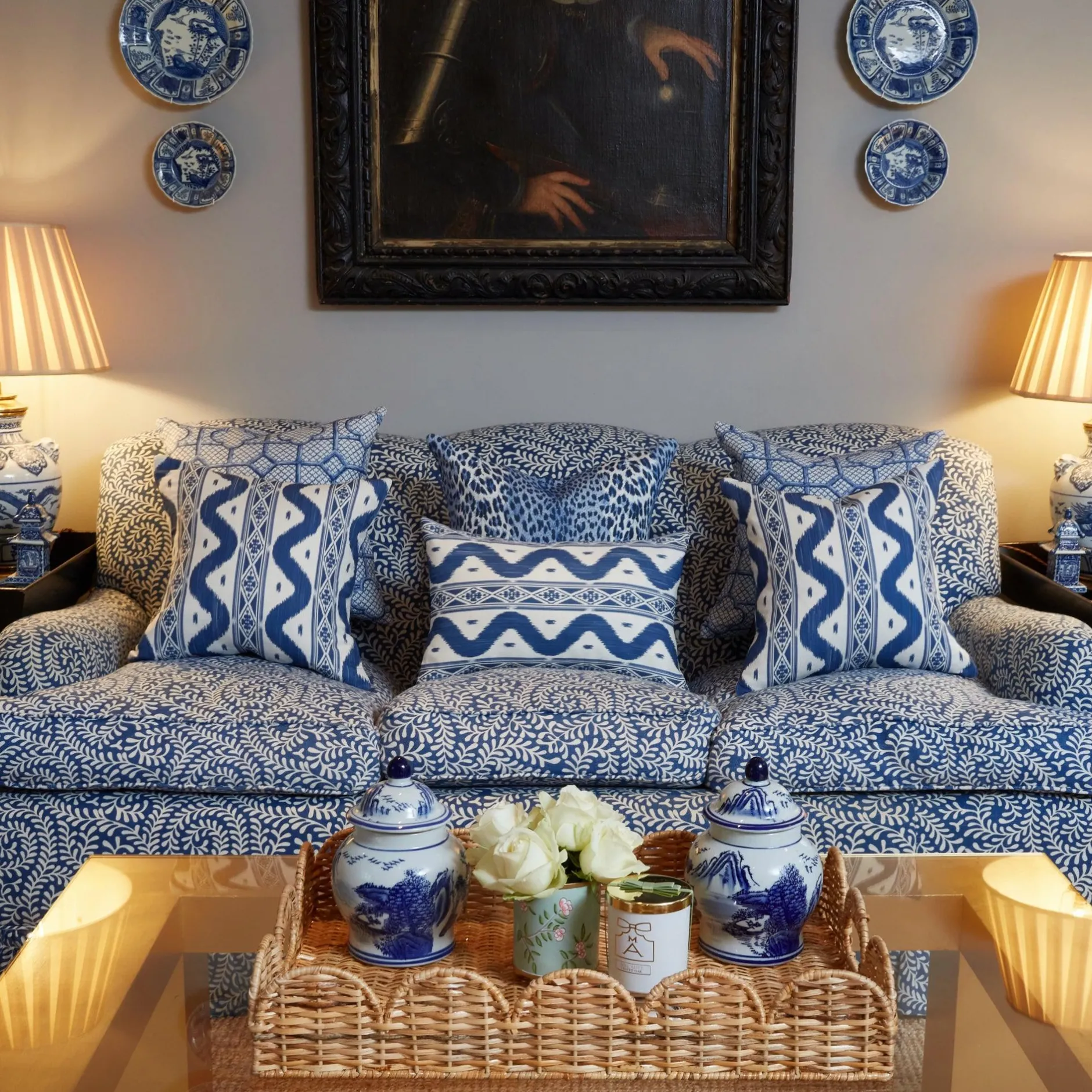 Discount Mrs. Alice Cobalt Blue Ikat Stripe Fabric