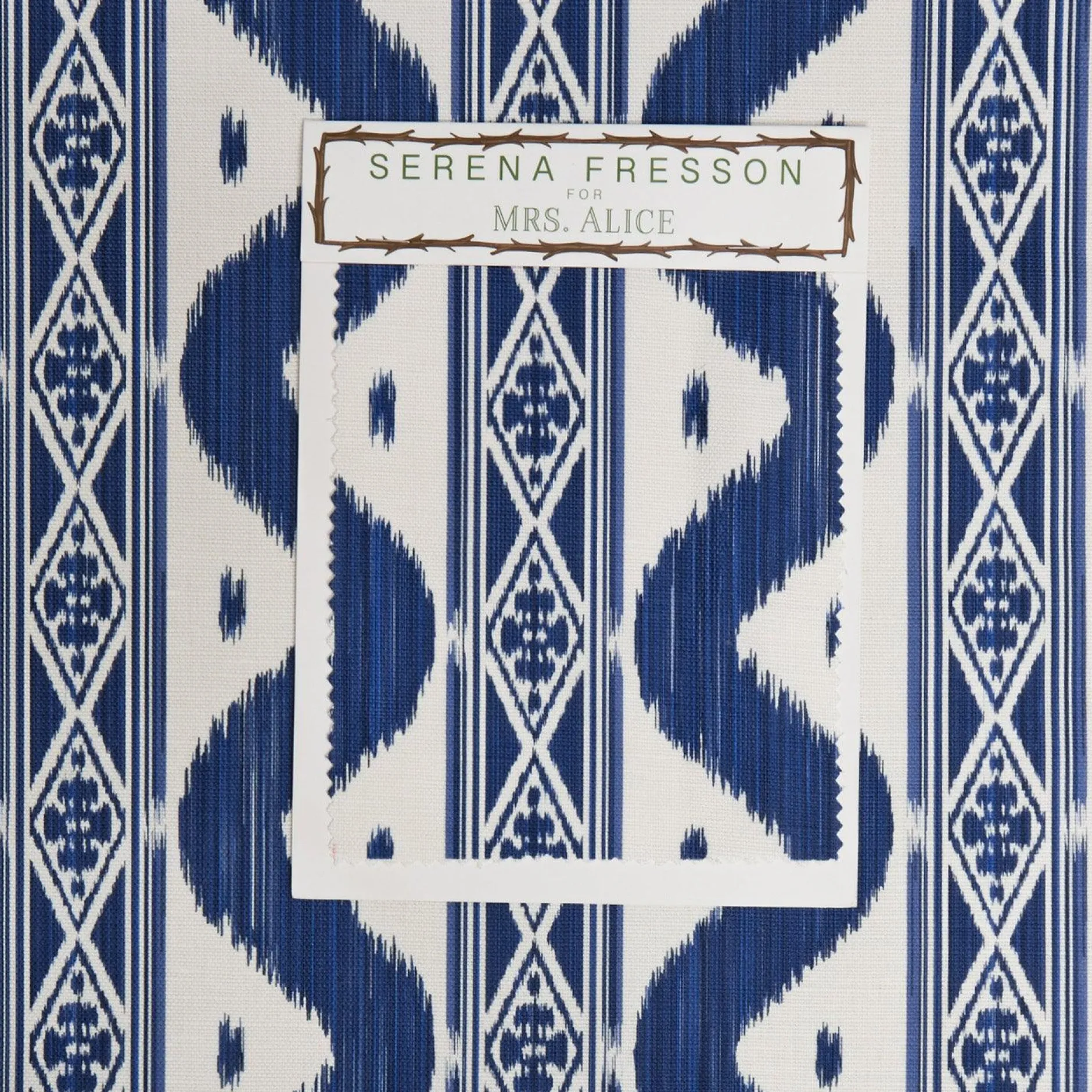 Discount Mrs. Alice Cobalt Blue Ikat Stripe Fabric
