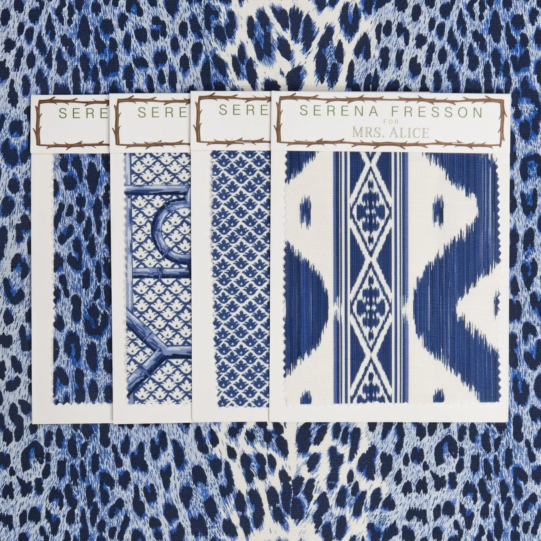 Discount Mrs. Alice Cobalt Blue Leopard Fabric