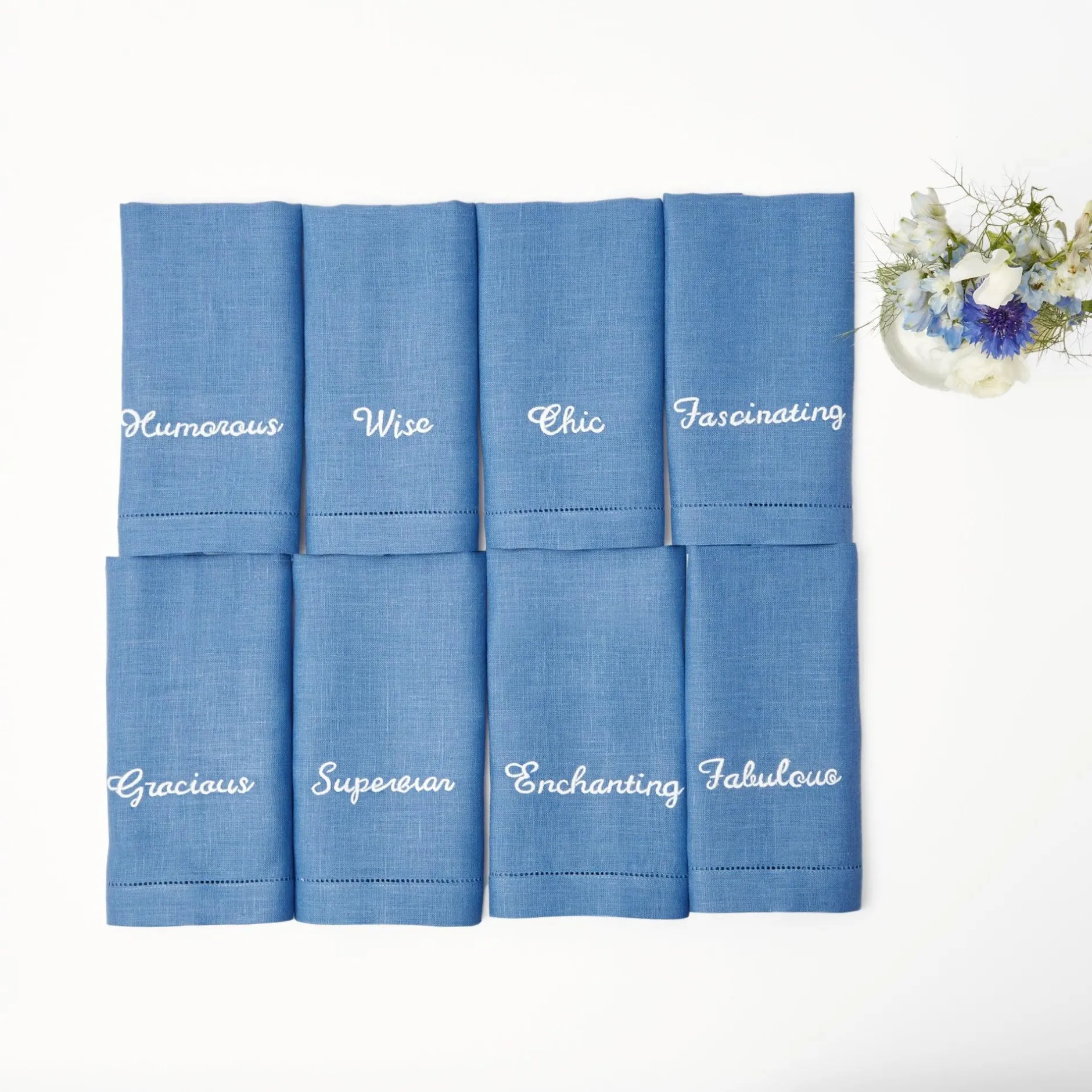Best Mrs. Alice Compliment Blue Linen Napkins (Set Of 8)