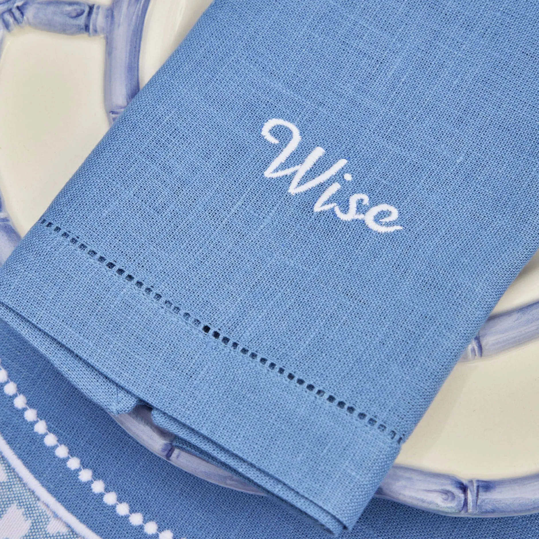 Best Mrs. Alice Compliment Blue Linen Napkins (Set Of 8)