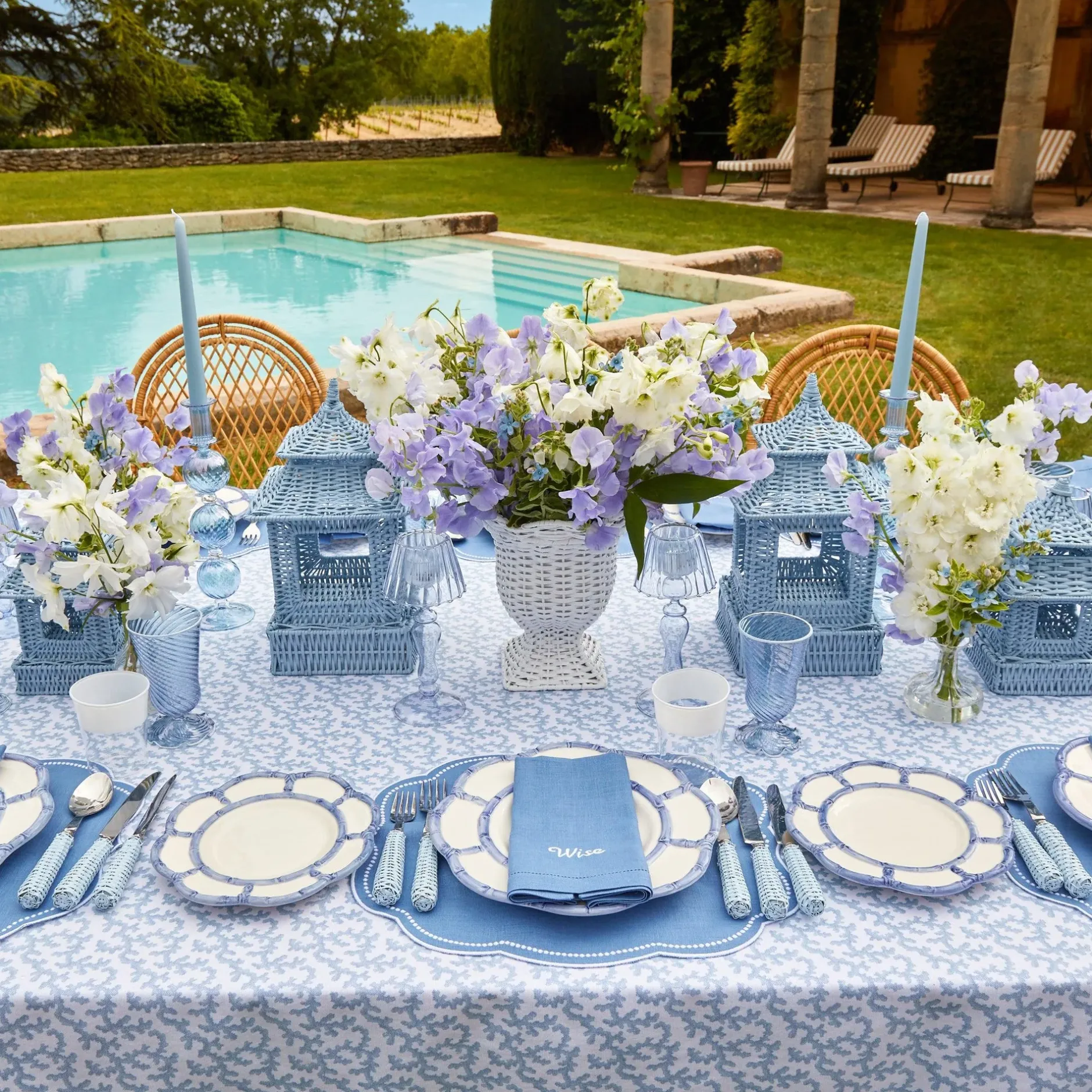 Best Mrs. Alice Compliment Blue Linen Napkins (Set Of 8)