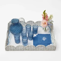 Discount Mrs. Alice Coral Blue Linen Cocktail Napkins (Set Of 4)