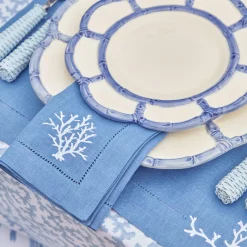 New Mrs. Alice Coral Blue Linen Napkins (Set Of 4)