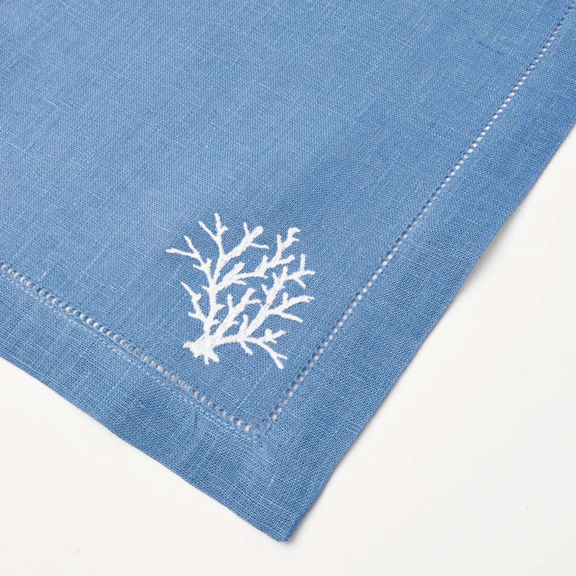 New Mrs. Alice Coral Blue Linen Napkins (Set Of 4)
