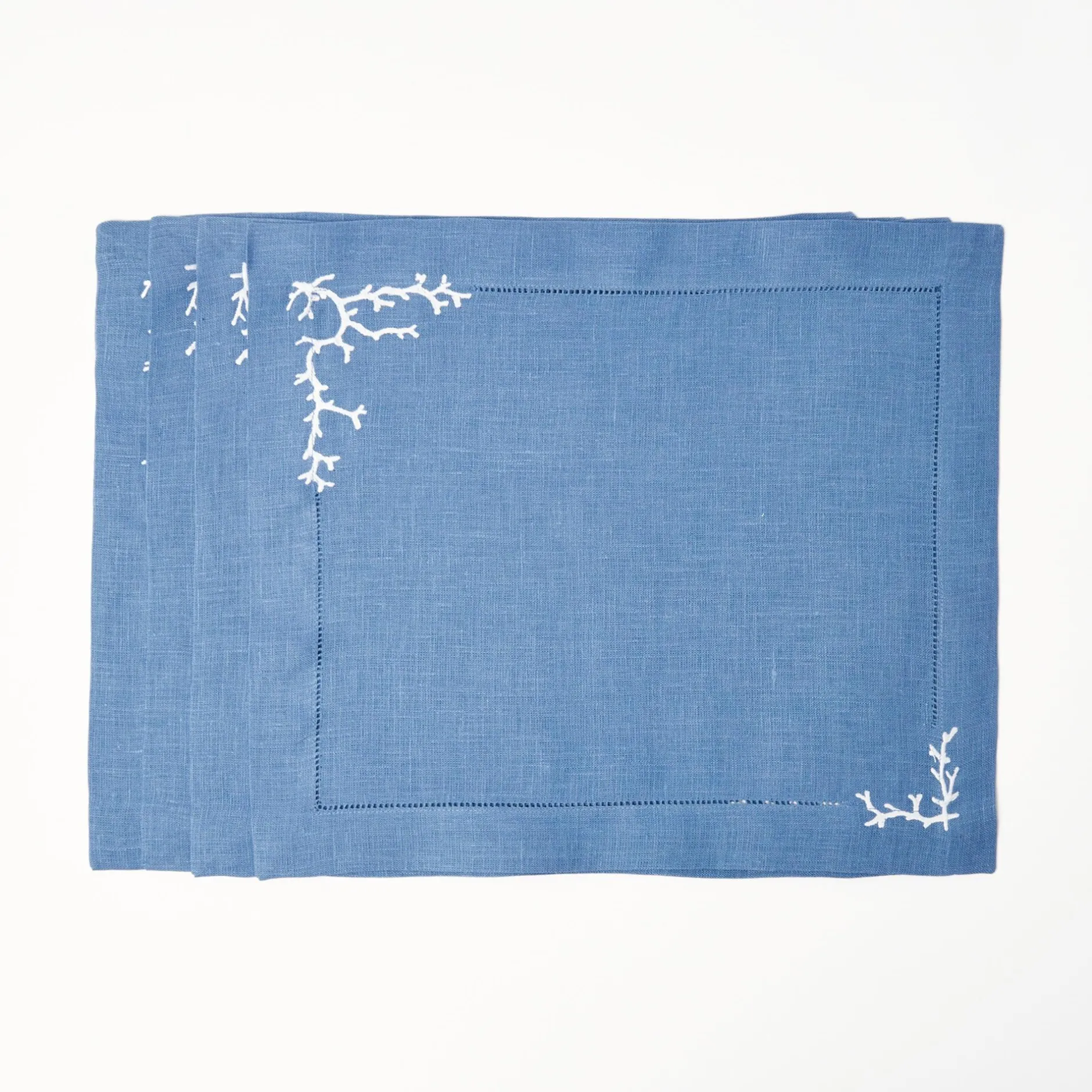 New Mrs. Alice Coral Blue Linen Set
