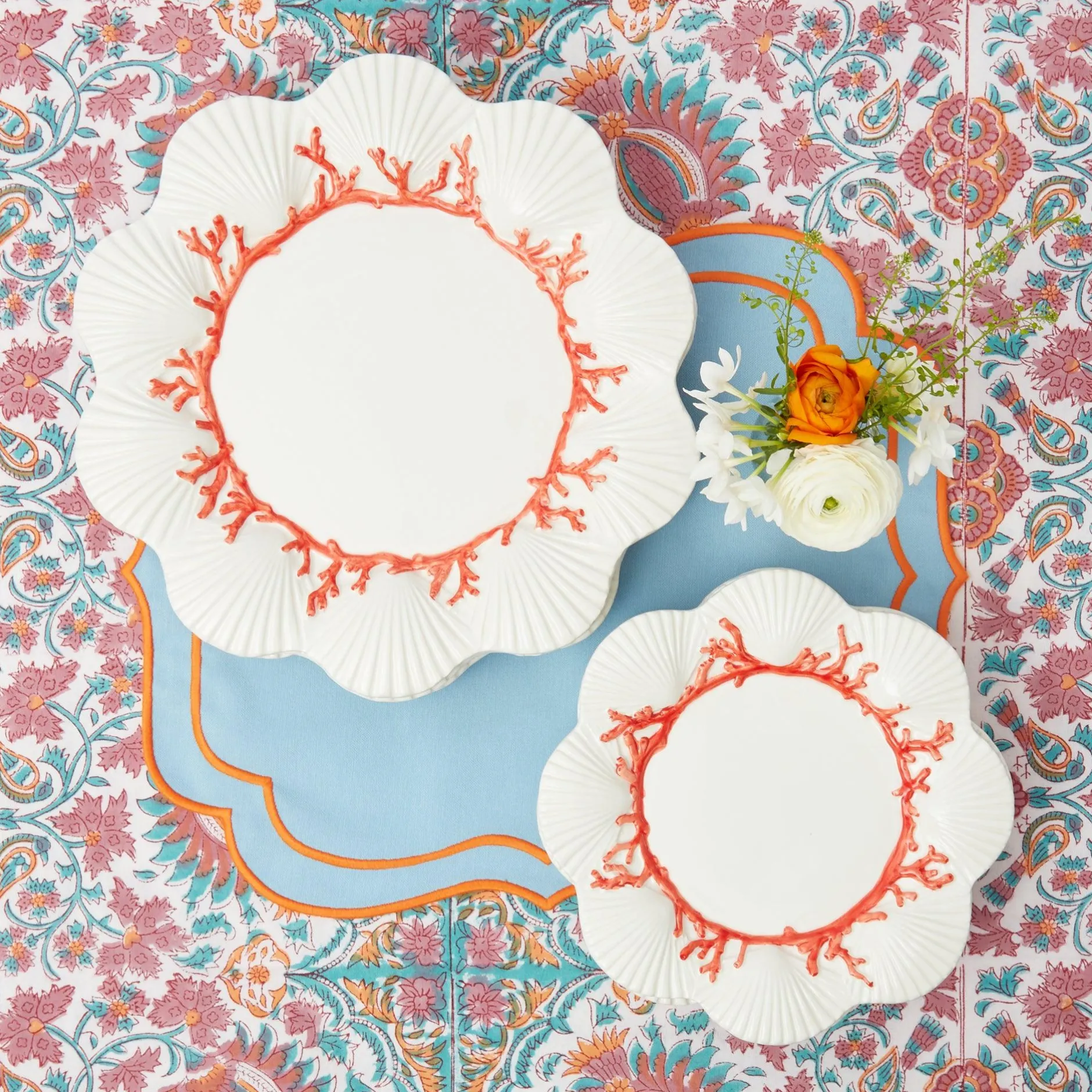 New Mrs. Alice Coral Dinner & Starter Plates (Set Of 8)