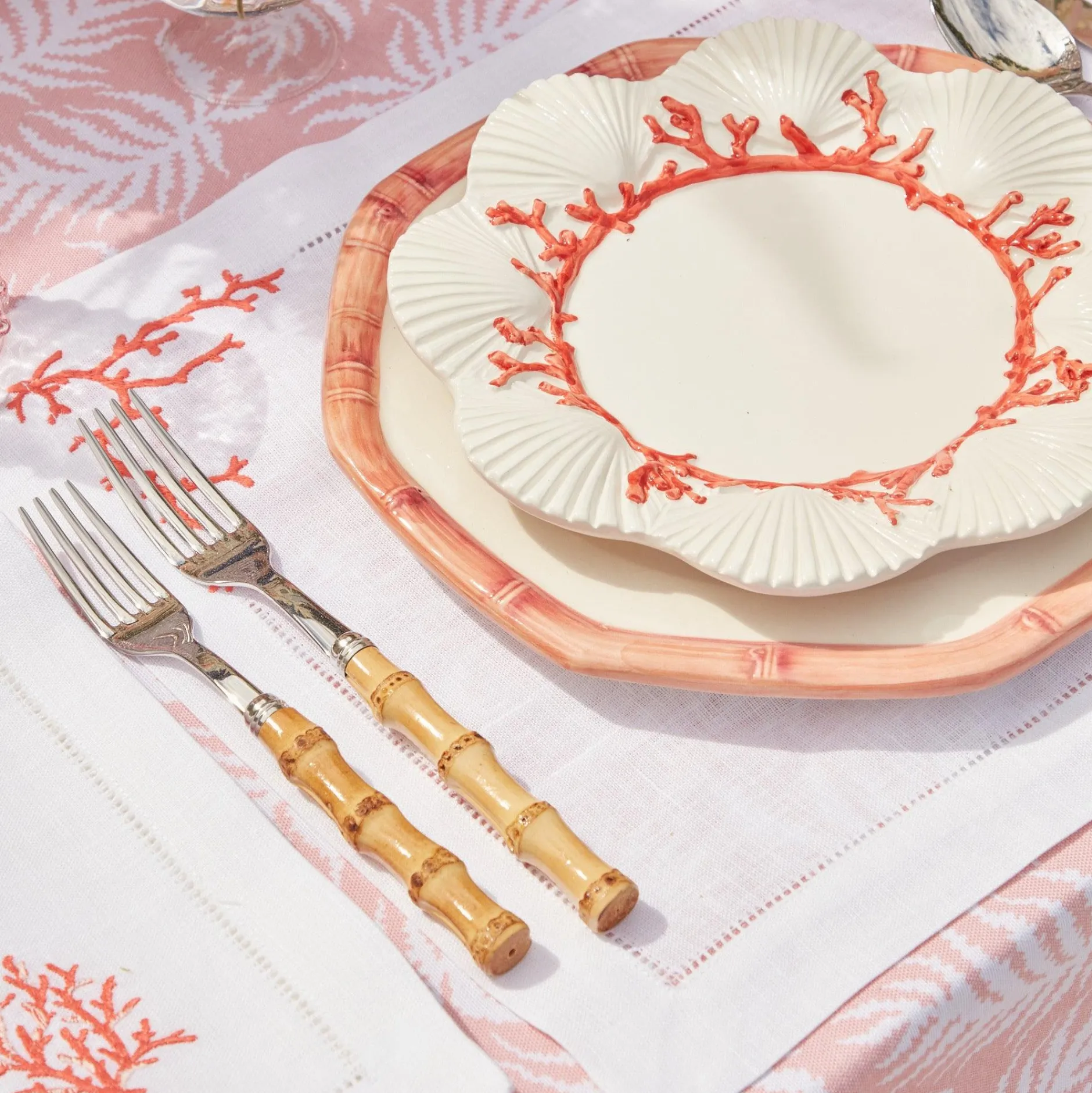 Mrs. Alice Coral Linen Placemats (Set Of 4)