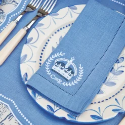 Clearance Mrs. Alice Coronation Blue Linen Napkins (Set Of 4)