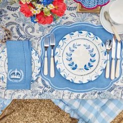Clearance Mrs. Alice Coronation Blue Linen Napkins (Set Of 4)