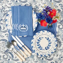 Clearance Mrs. Alice Coronation Blue Linen Napkins (Set Of 4)