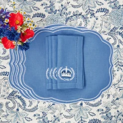 Clearance Mrs. Alice Coronation Blue Linen Napkins (Set Of 4)