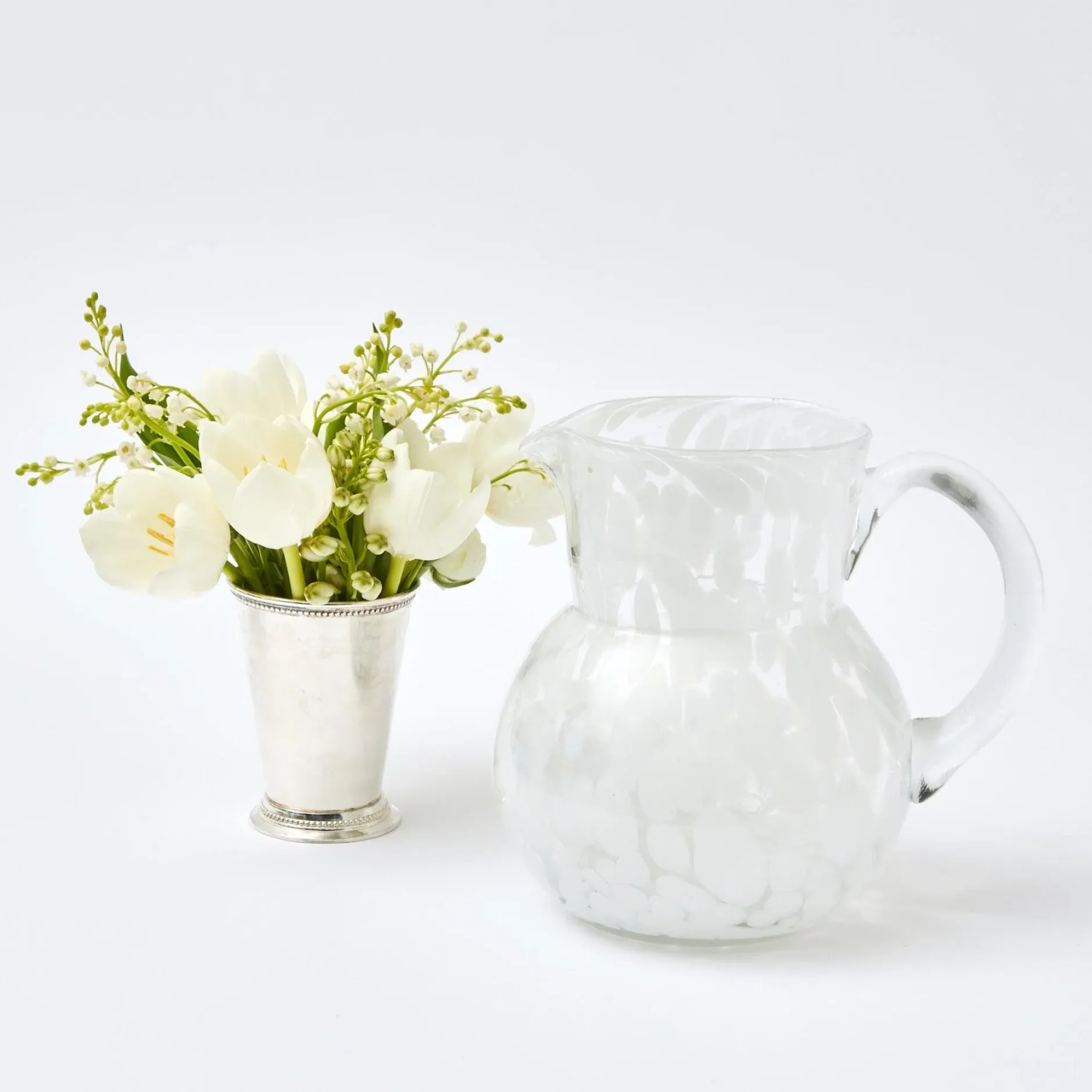 Discount Mrs. Alice Dappled White Glasses & Jug Set