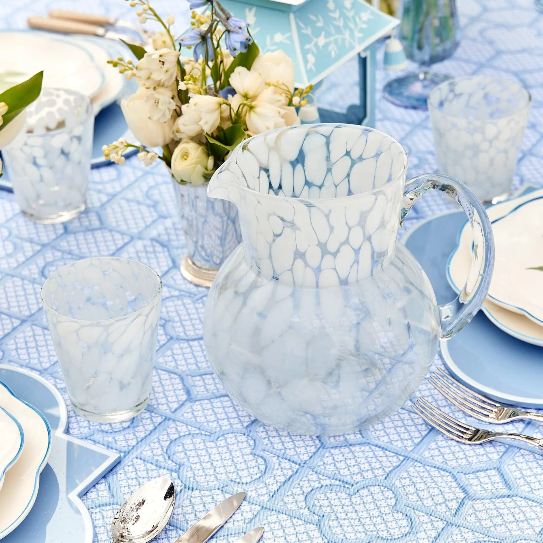 Discount Mrs. Alice Dappled White Water Glasses (Set Of 4)