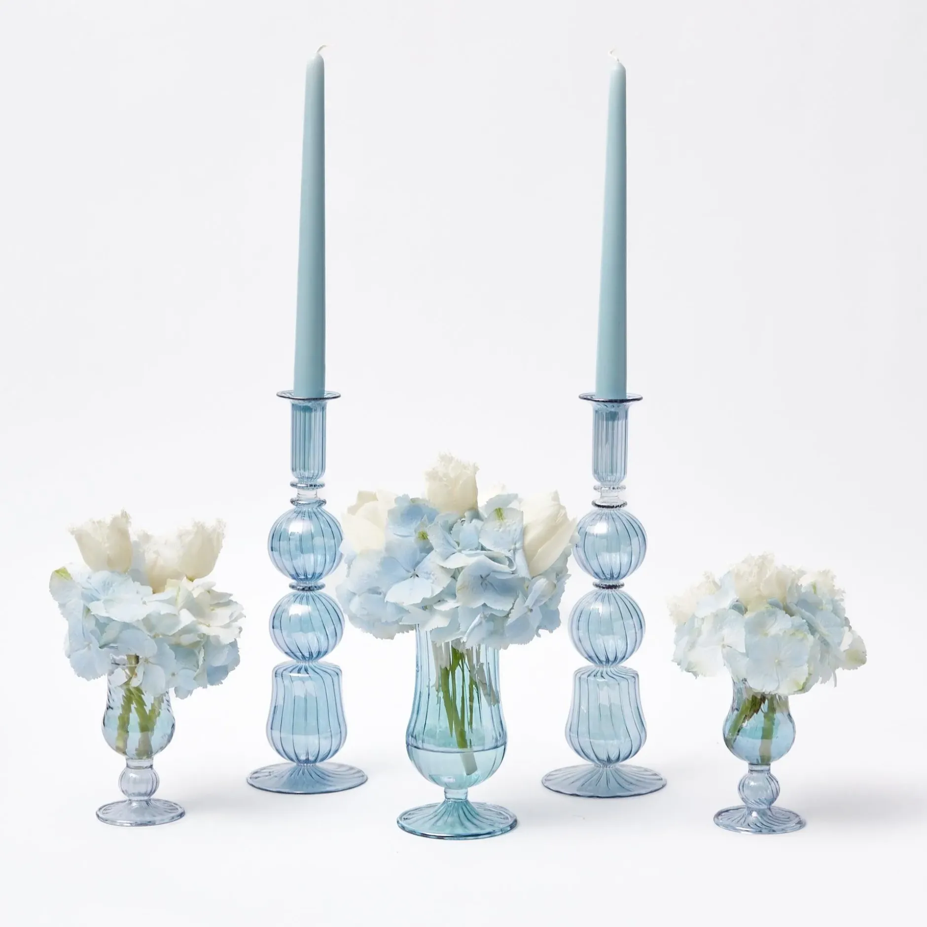 Best Mrs. Alice Delphine Blue Candle Holders (Pair)