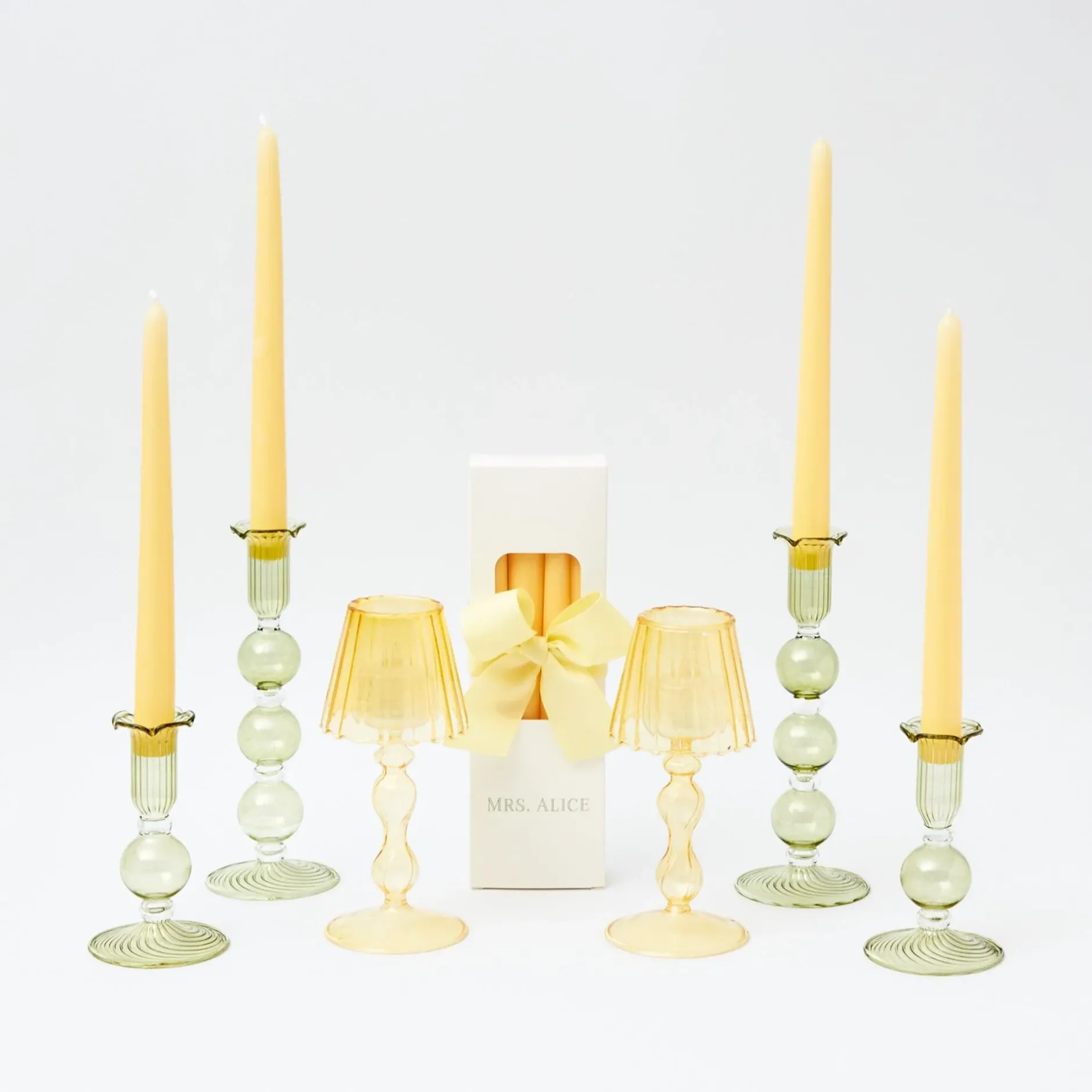 Hot Mrs. Alice Eden Green & Yellow Candlescape