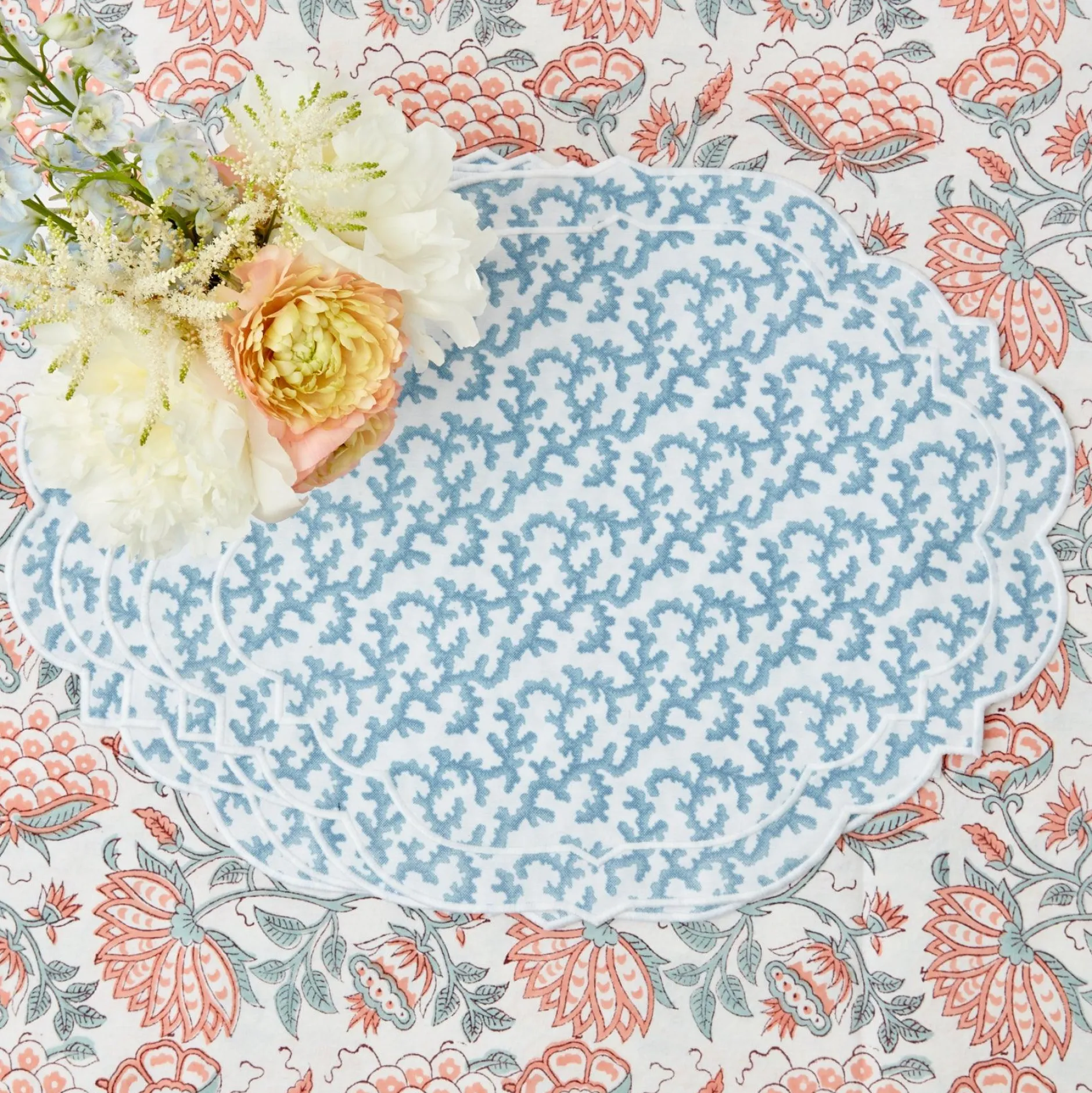 Best Mrs. Alice Edie Blue Coral Placemats (Set Of 4)