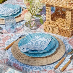 Outlet Mrs. Alice Edie Blue Coral Placemats & Napkins (Set Of 4)