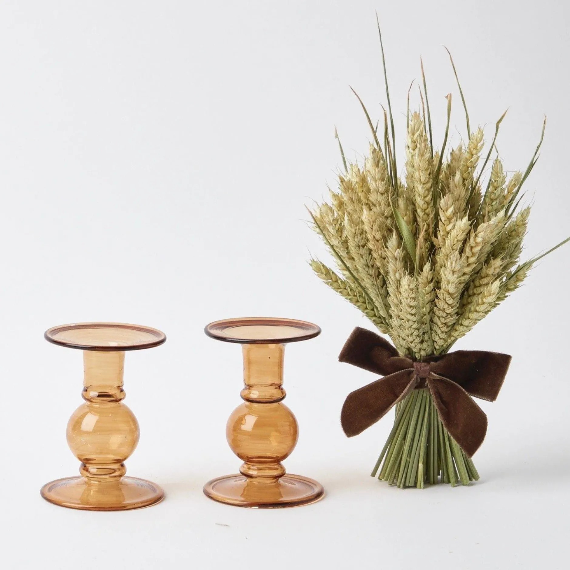 Sale Mrs. Alice Elise Small Amber Candle Holder (Pair)