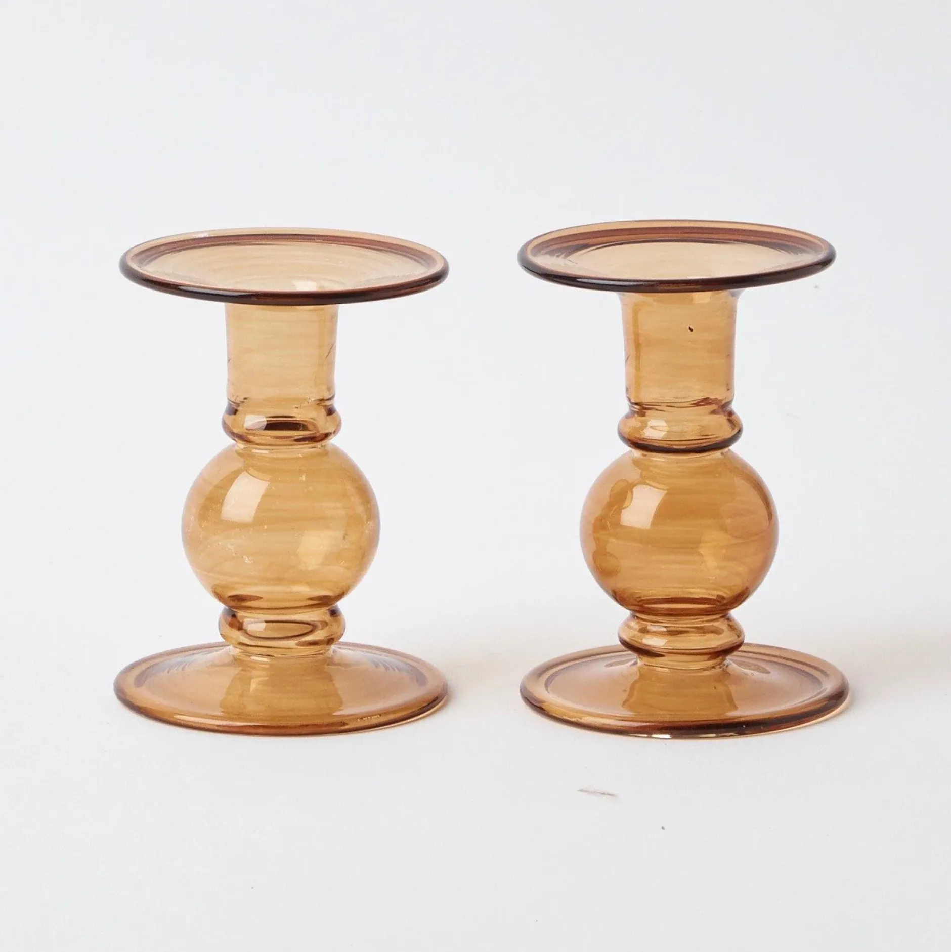 Sale Mrs. Alice Elise Small Amber Candle Holder (Pair)