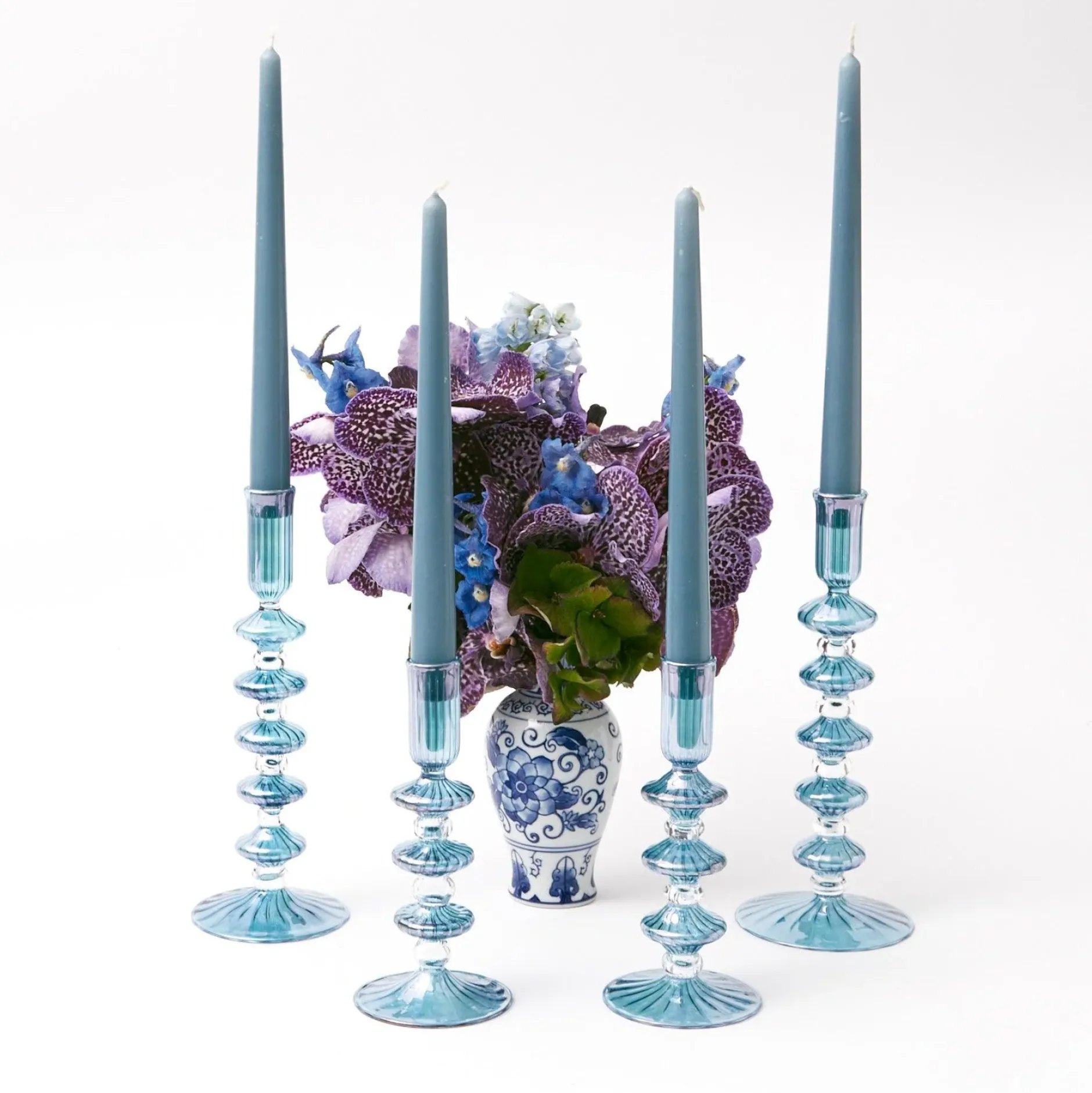 Mrs. Alice Elodie Blue Candle Holder Set