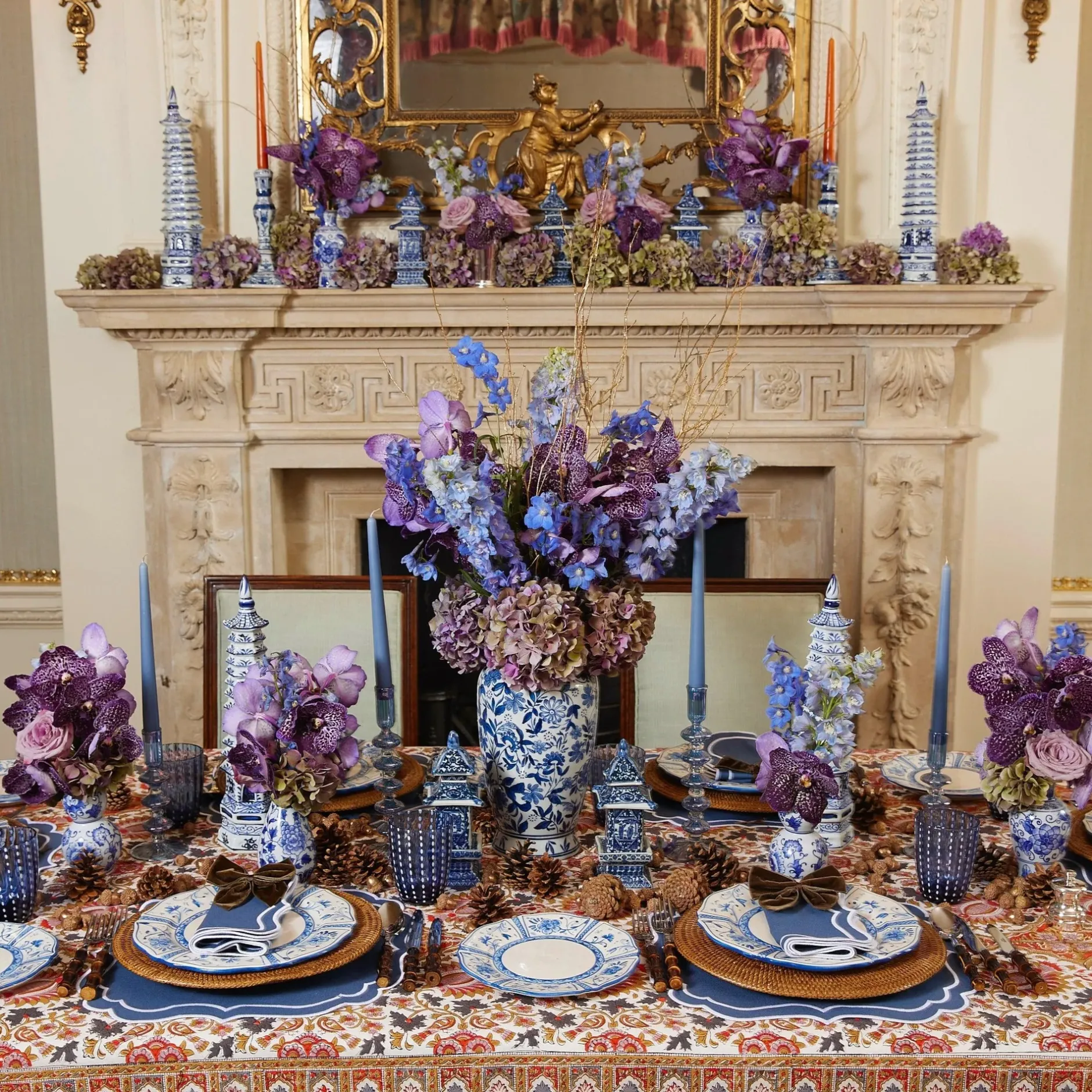 Mrs. Alice Elodie Blue Candle Holder Set