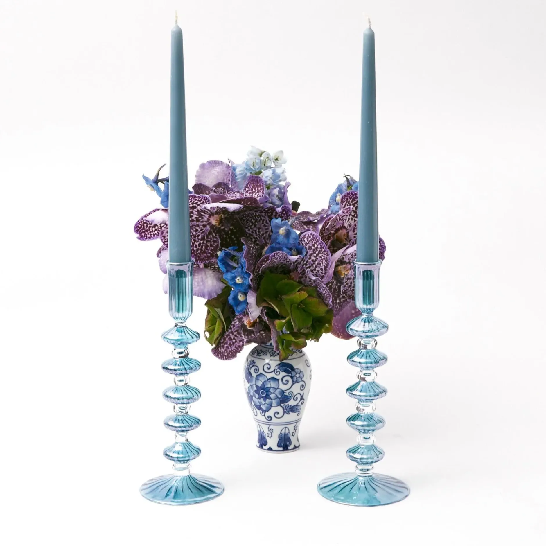 Mrs. Alice Elodie Blue Candle Holder Set