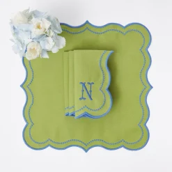 Mrs. Alice Eloise Green And Blue Napkins (Set Of 4)