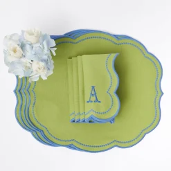 Mrs. Alice Eloise Green And Blue Napkins (Set Of 4)