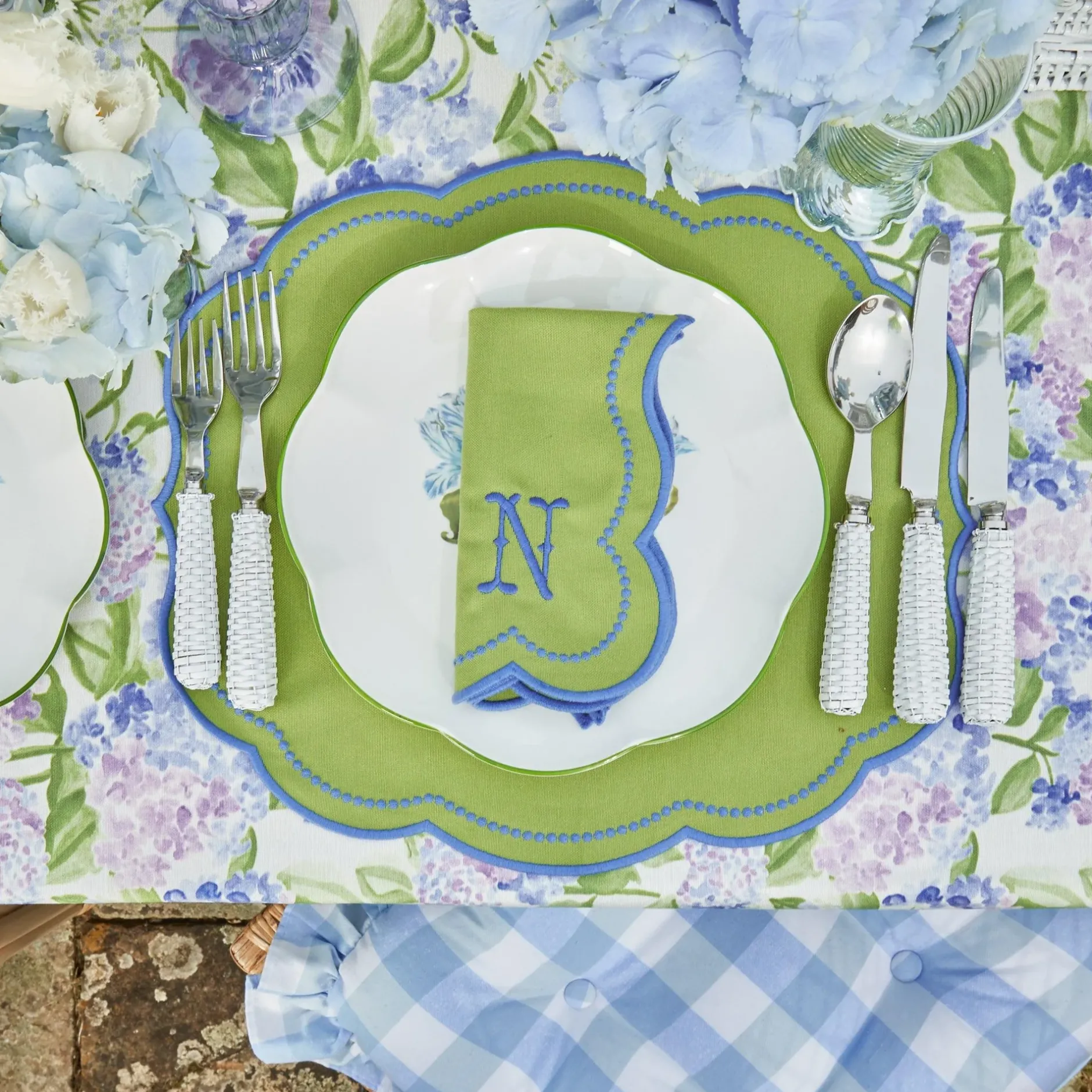 Mrs. Alice Eloise Green And Blue Napkins (Set Of 4)