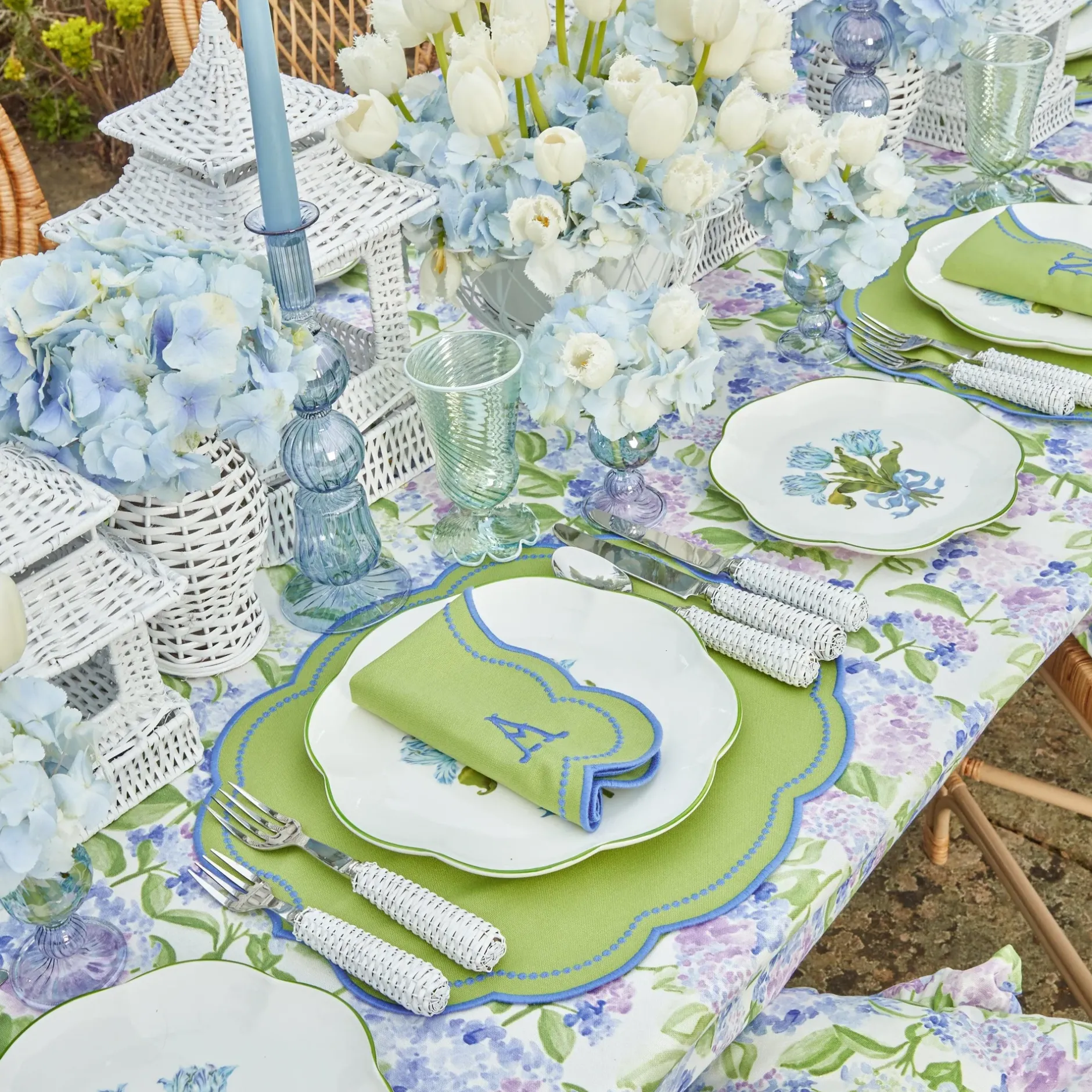 Outlet Mrs. Alice Eloise Green And Blue Placemats & Napkins (Set Of 4)