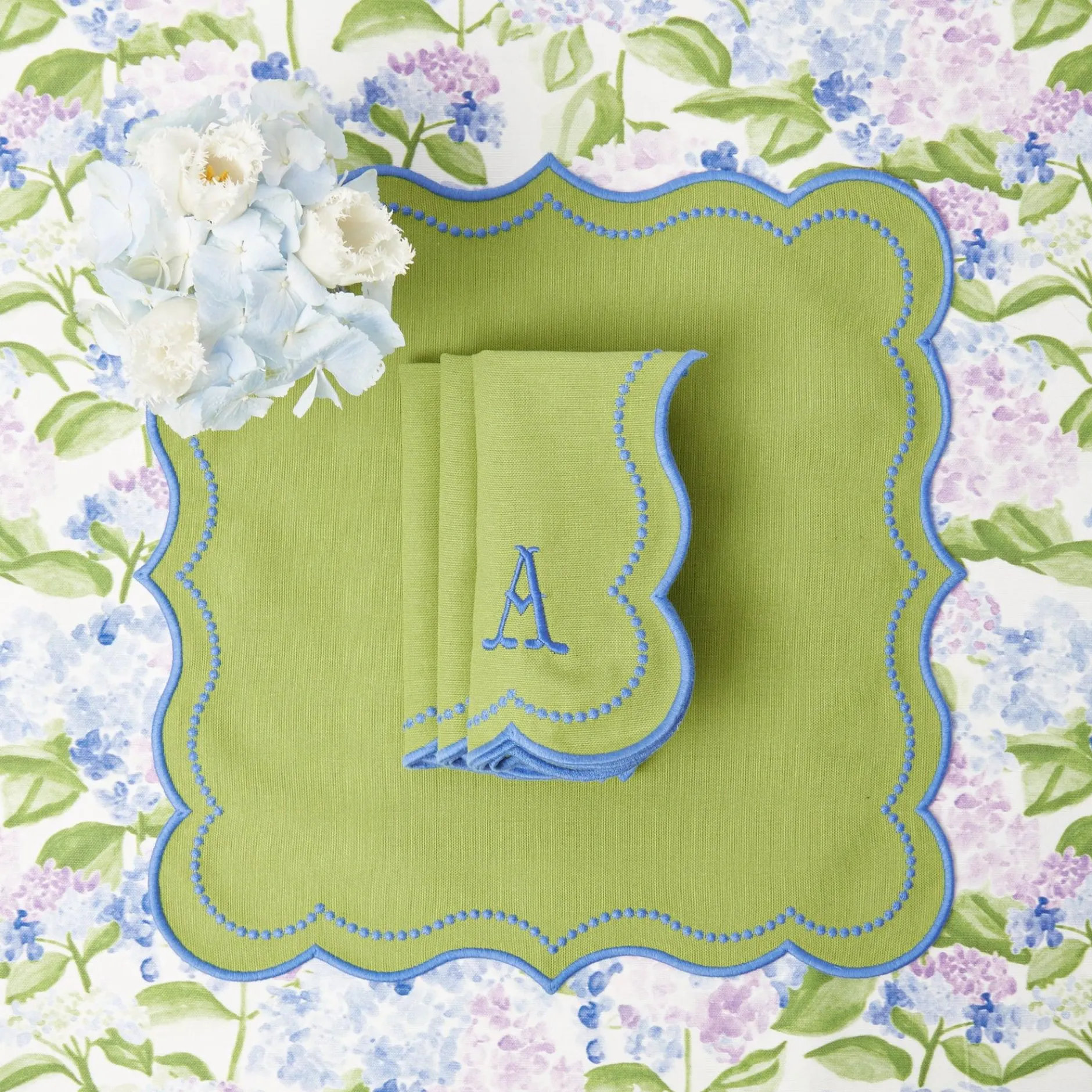 Outlet Mrs. Alice Eloise Green And Blue Placemats & Napkins (Set Of 4)
