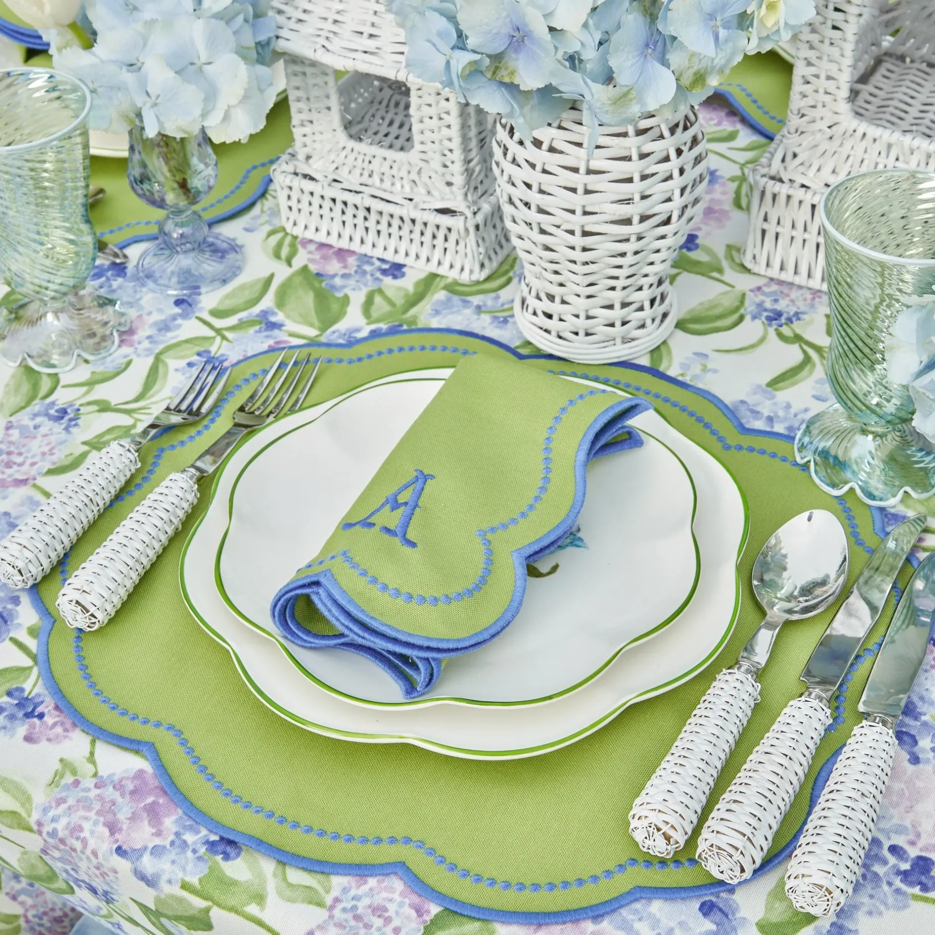 Discount Mrs. Alice Eloise Green And Blue Placemats (Set Of 4)