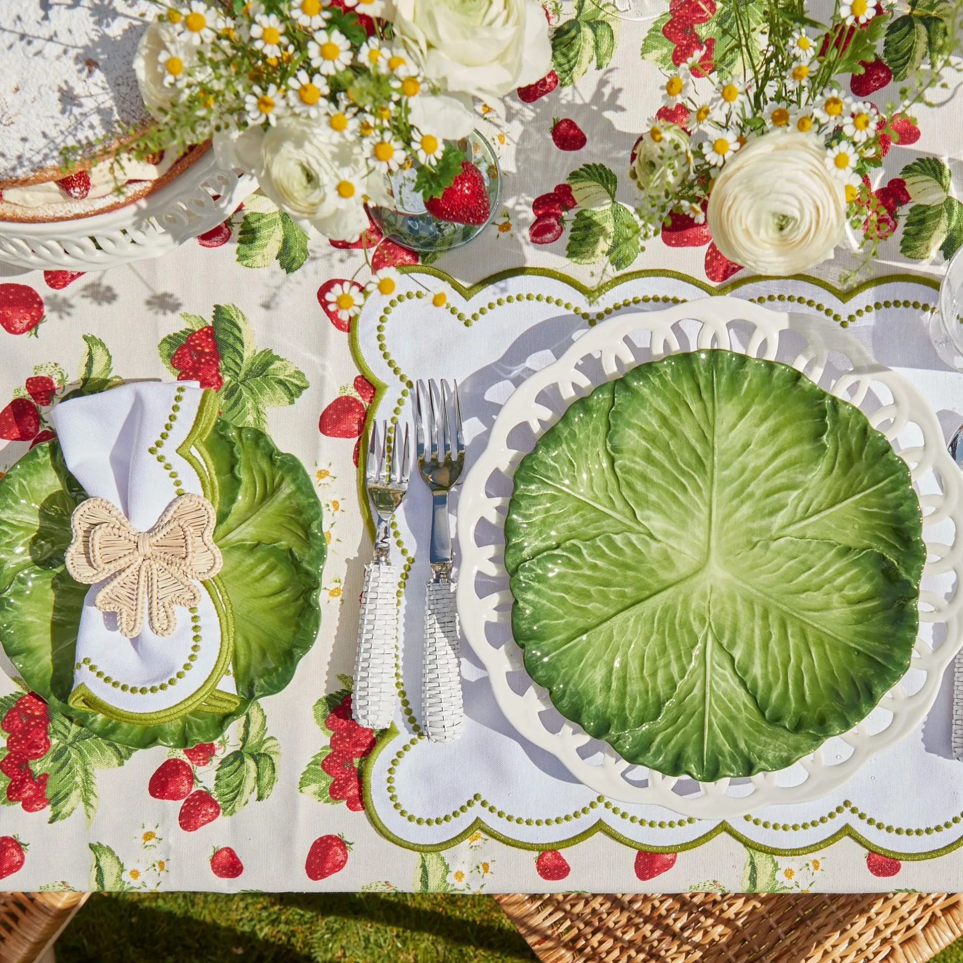 Discount Mrs. Alice Elsa White & Green Napkins (Set Of 4)
