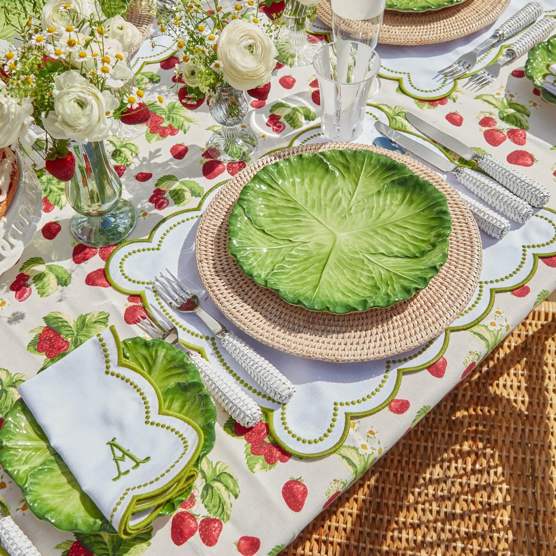 Discount Mrs. Alice Elsa White & Green Napkins (Set Of 4)