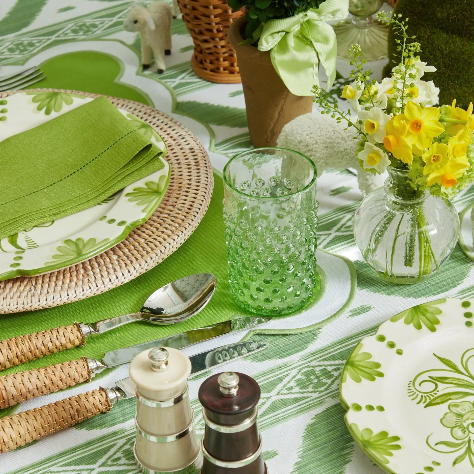 Hot Mrs. Alice Emerald Hobnail Glasses & Jug Set