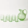 New Mrs. Alice Emerald Hobnail Glasses & Jug Set